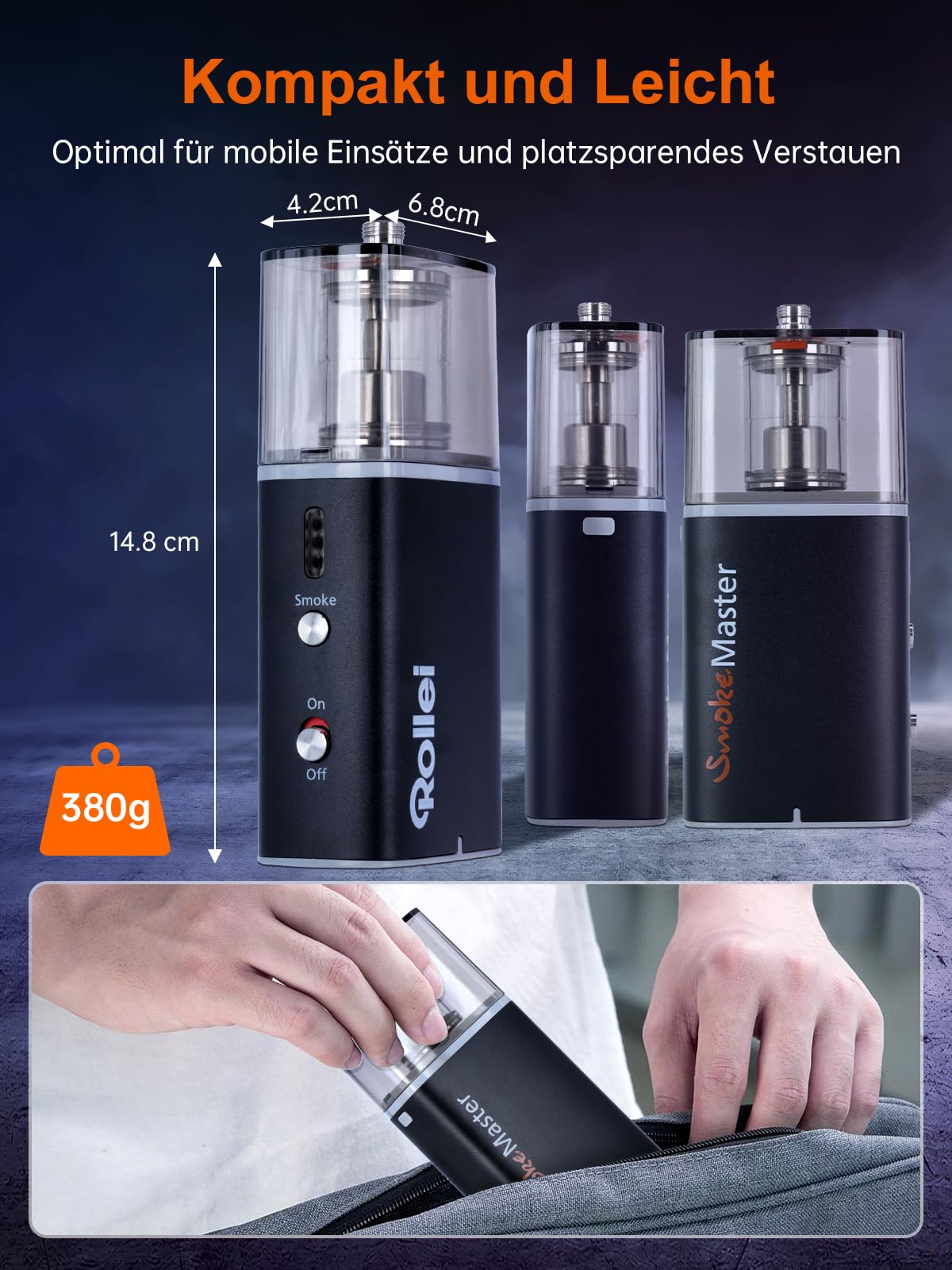 Rollei Smoke Master - Mobile akkubetriebene Nebelmaschine für vielseitige Atmosphäre und Coole Effekte in Foto- und Videografie