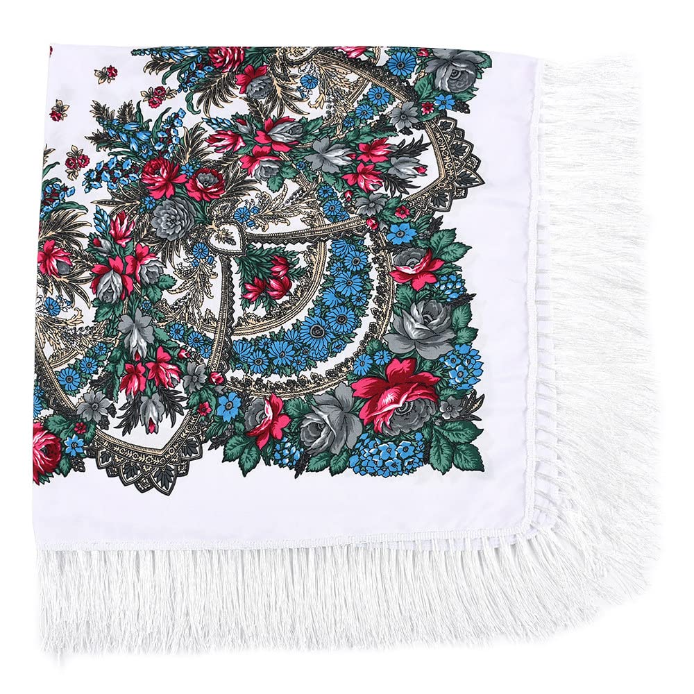 Wrtgerht Women's Wjp-4 Bohemian Style Scarf Shawl With Tassel, Wjp135x135cm Traditional Russian And Ukrainian Style Square Shawls Scarves