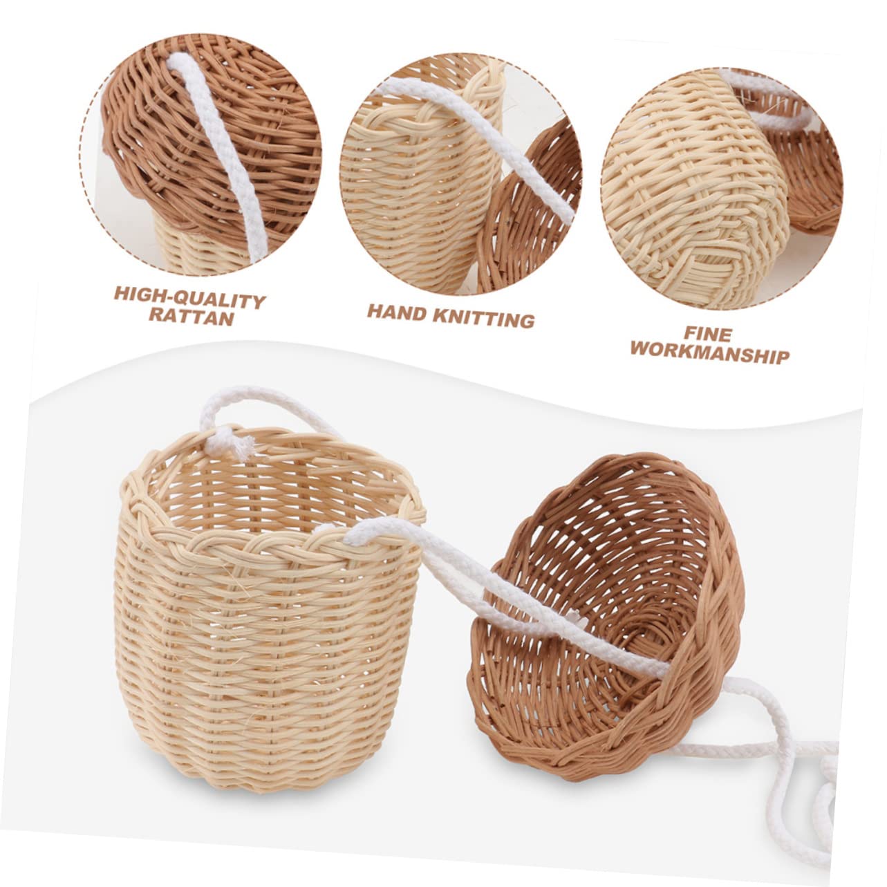 PACKOVE 8kawałki Mini Rattan Pine Cone Bag Ręcznie Wykonana Torba Woven Shoulder Bag Uroczy Koszyk Do Przechowywania Plażę i Dekorację Wnętrz