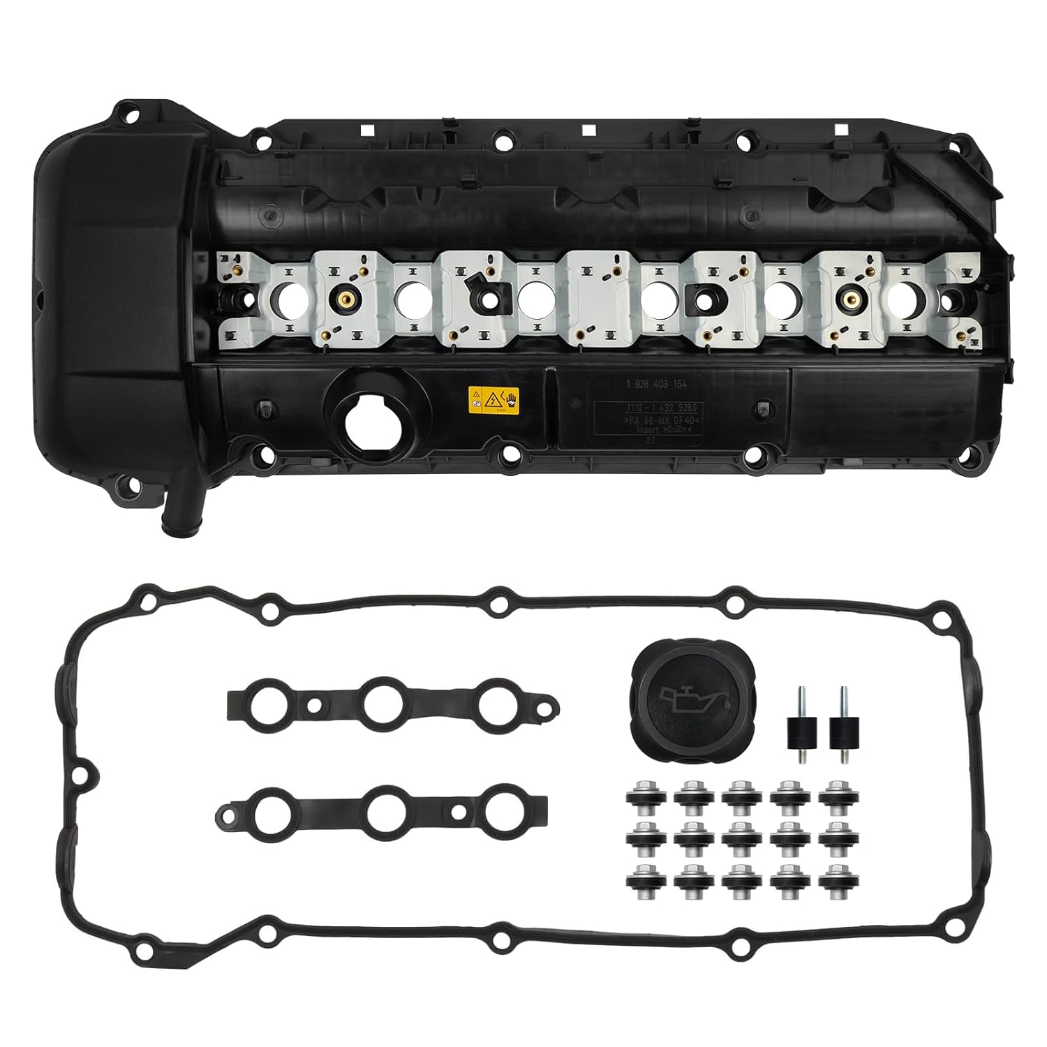 Engine Valve Cover Kit with Gasket Compatible with BMW 323ci 323i 325ci 325i 325xi 328ci 328i 330ci 330i 525i 528i 530i X5 Z3 1998-2002 Replace Part 11121432928 Plastic