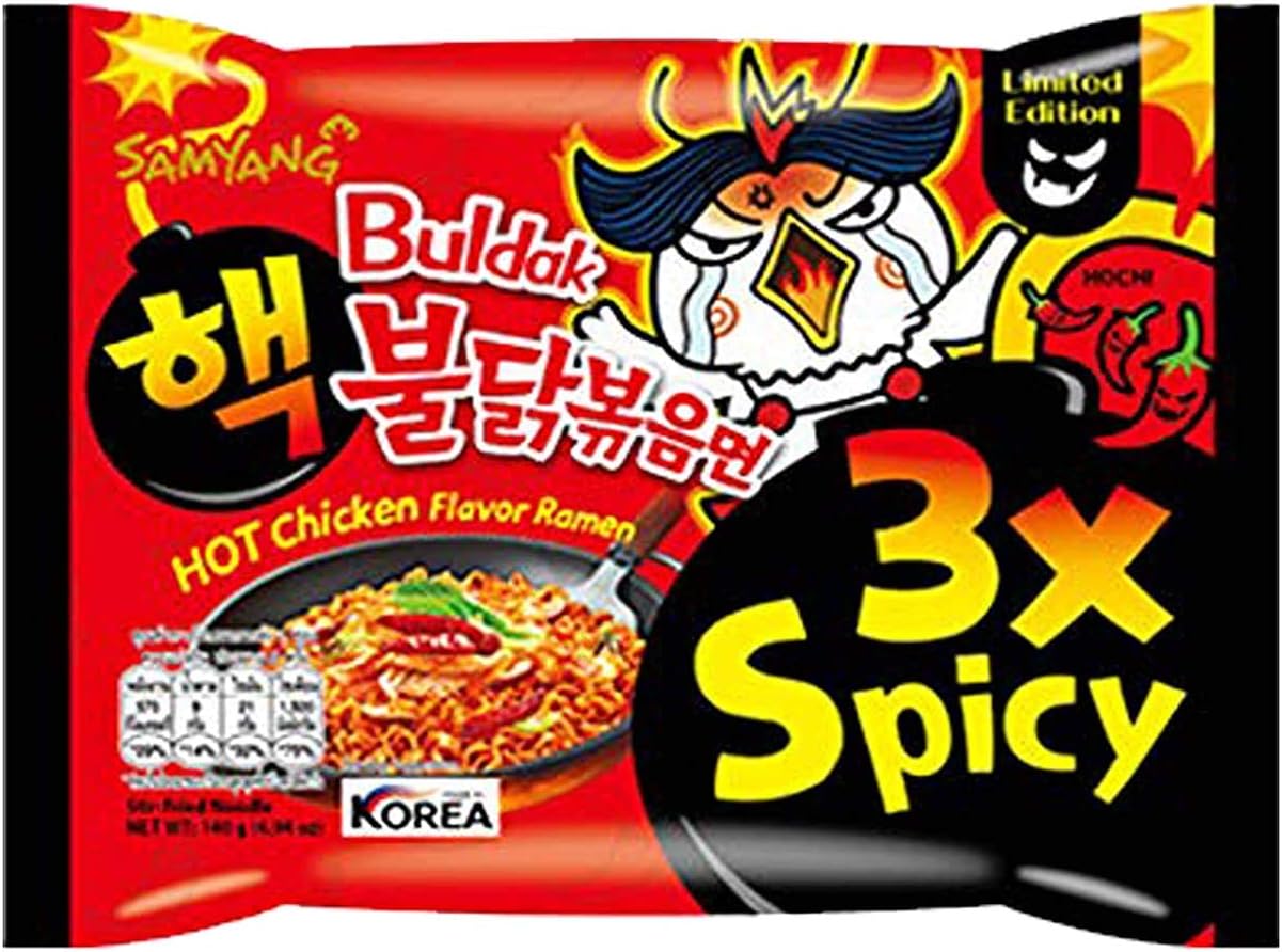 Samyang Hot Chicken 3X Spicy Instant Buldak Noodles Ramen Flavor (140 grams)