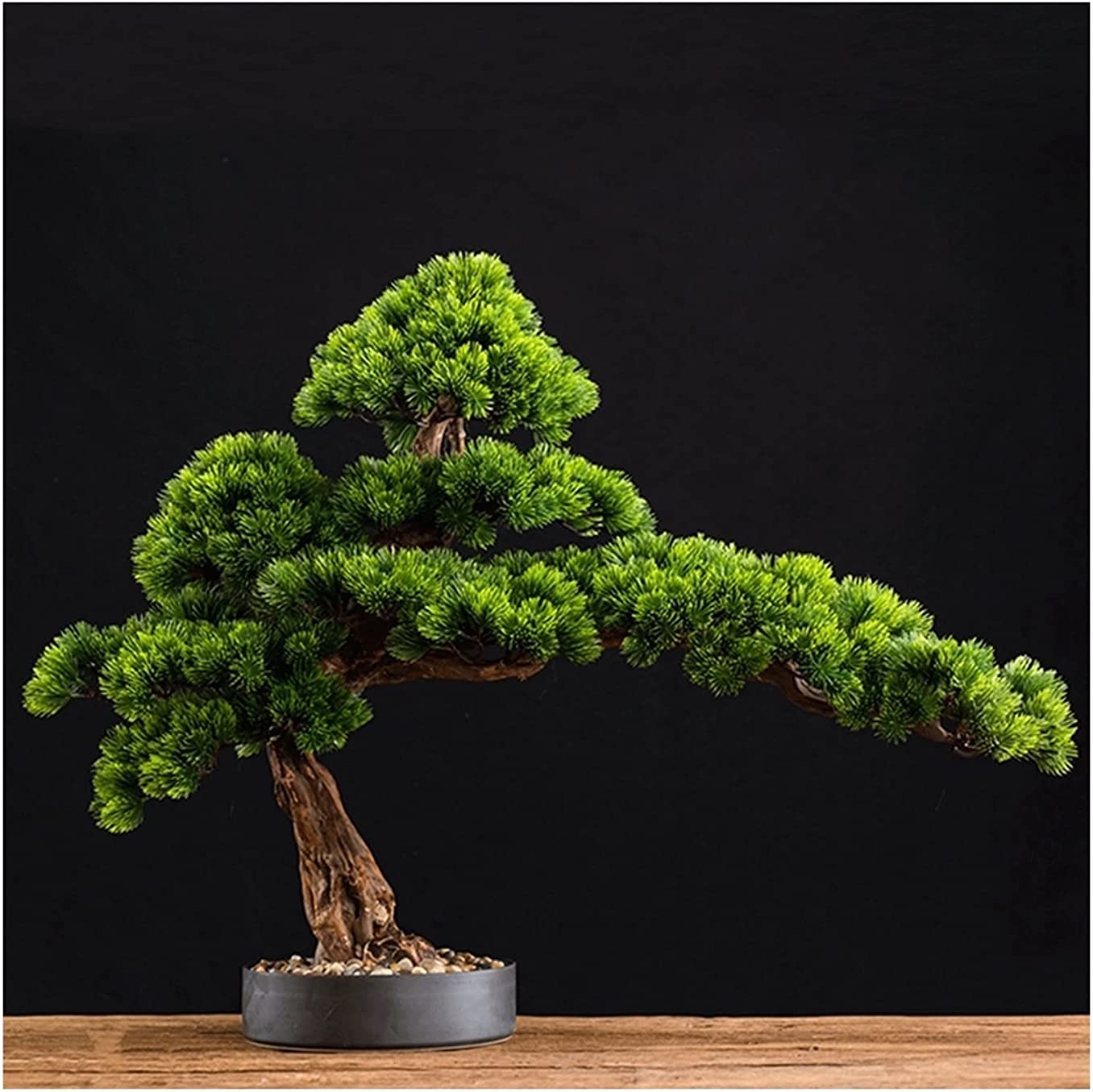 CAFIEDR 15 Inches Artificial Bonsai Welcoming Pine Tree, Simulation Potted Plant For Entrance Living Room Shop Fake Plant Decoration.
