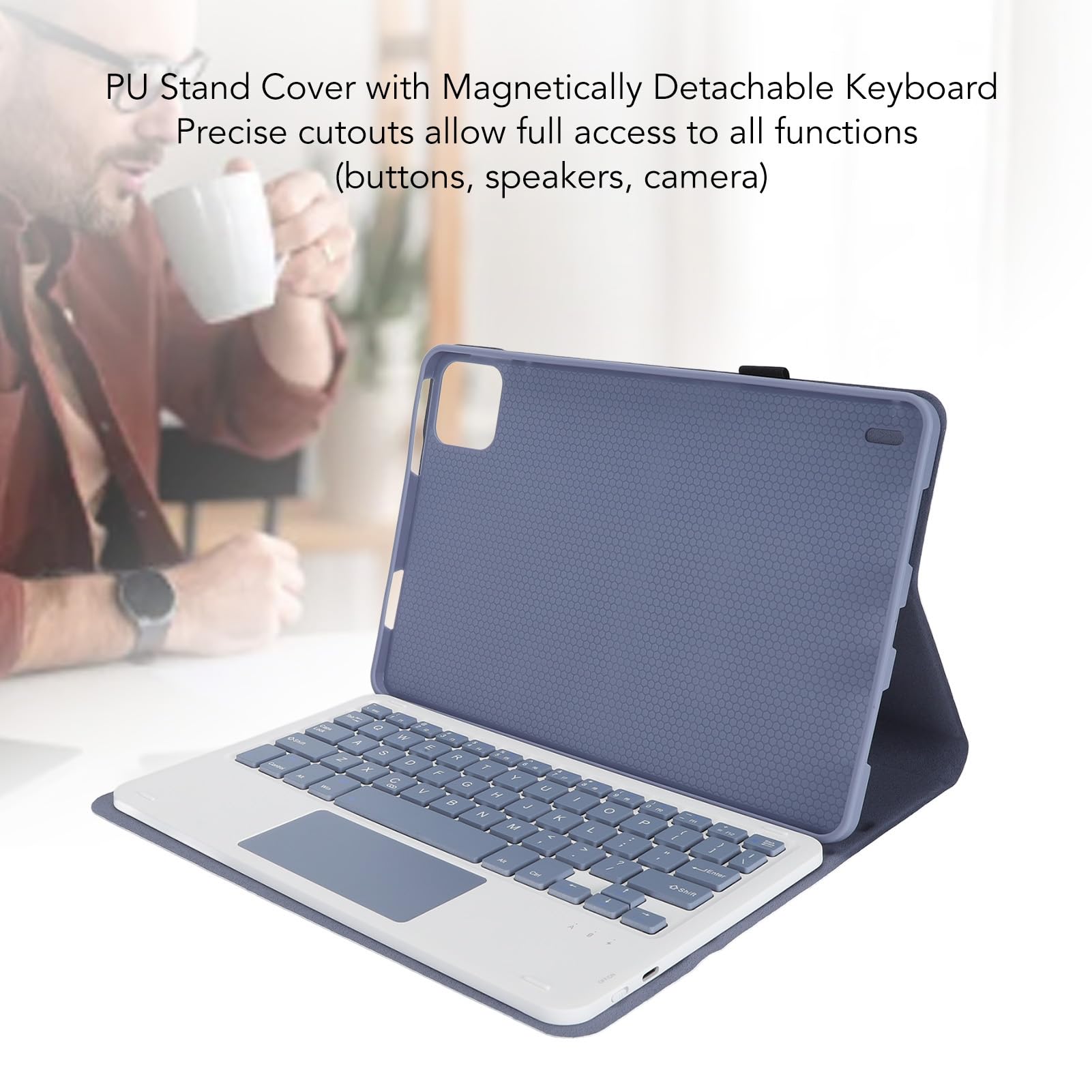 Custodia per Tablet con Tastiera 11 Pollici, Copertura Bluetooth Staccabile con Trackpad Magnetico, Ricarica Automatica e Risveglio per Viaggi e Lavoro, Pelle PU Viola, 1 Pezzo