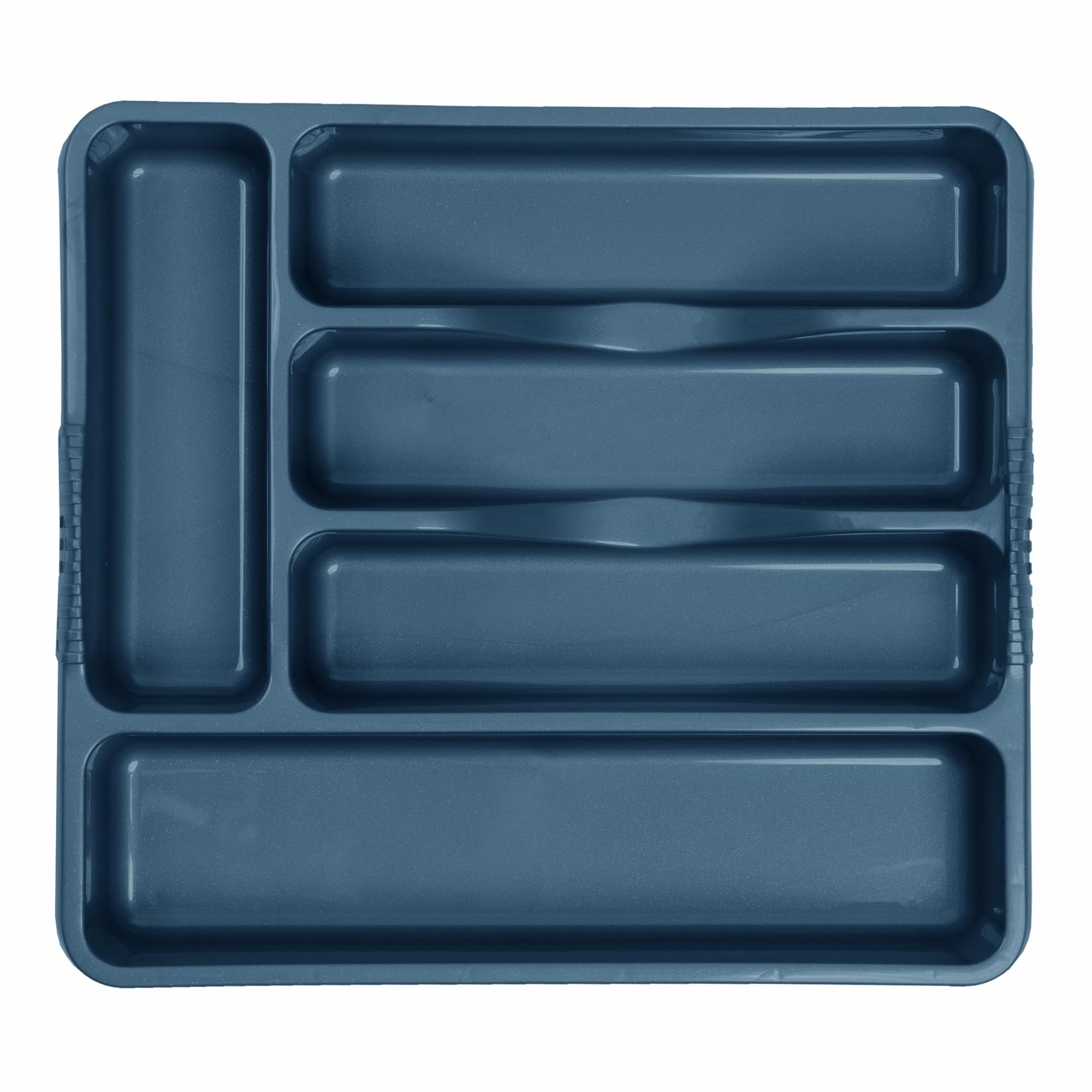 TENLITE 5 COMPARTMENT Small Cutlery Drawer Organiser, Compact Plastic Tray for Knives, Forks and Spoons (33.00 x 29.50 x 5.00 cm) - Made In Uk - Navy — image 1