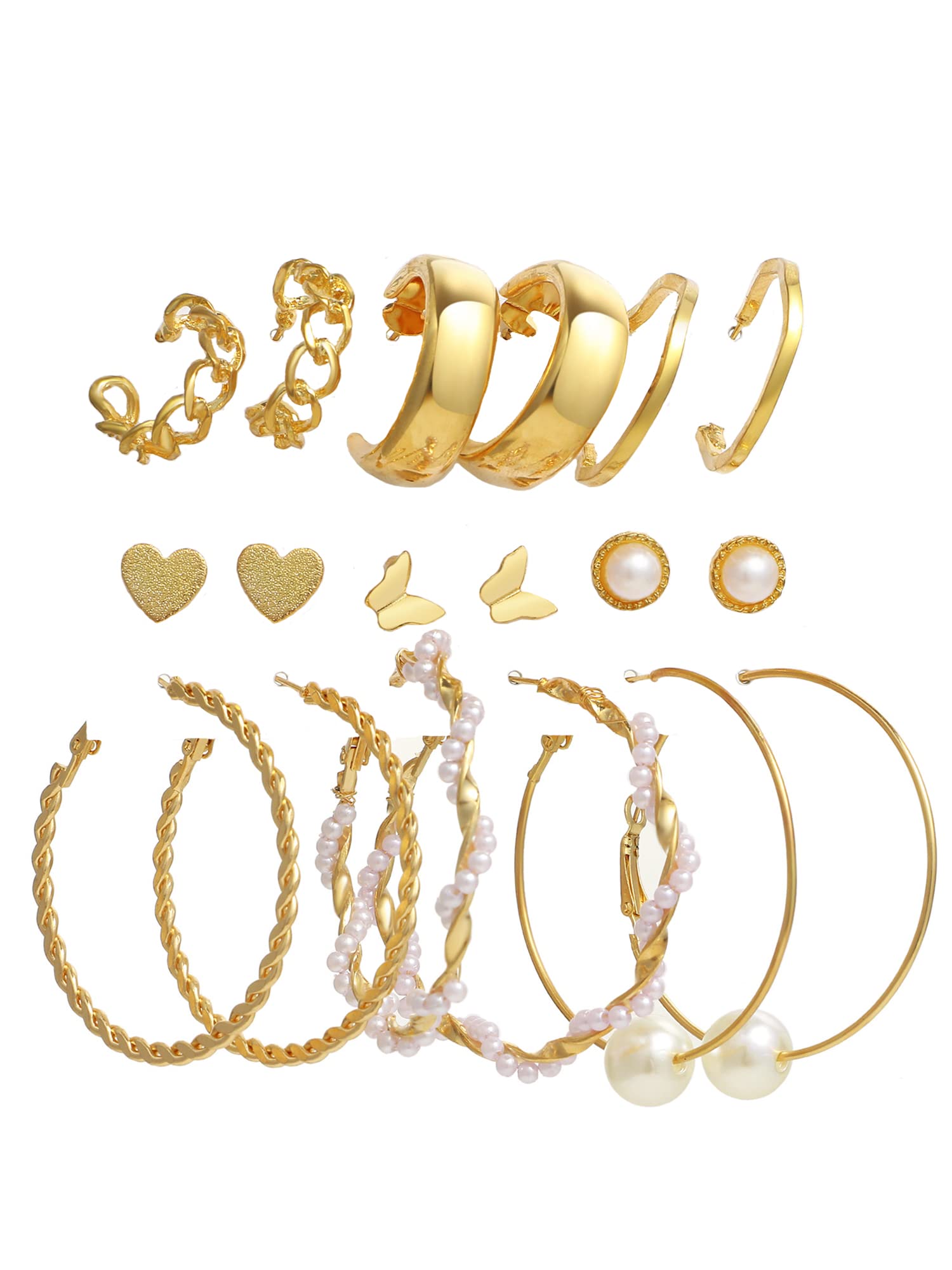 Vembley Elegant Gold Plated Pearl 9 Pair Earrings Pearl Hoop and Butterfly Heart Pearl Stud Earrings for Women and Girls (B0B6RKMB5D) Amazon Price History, Amazon Price Tracker