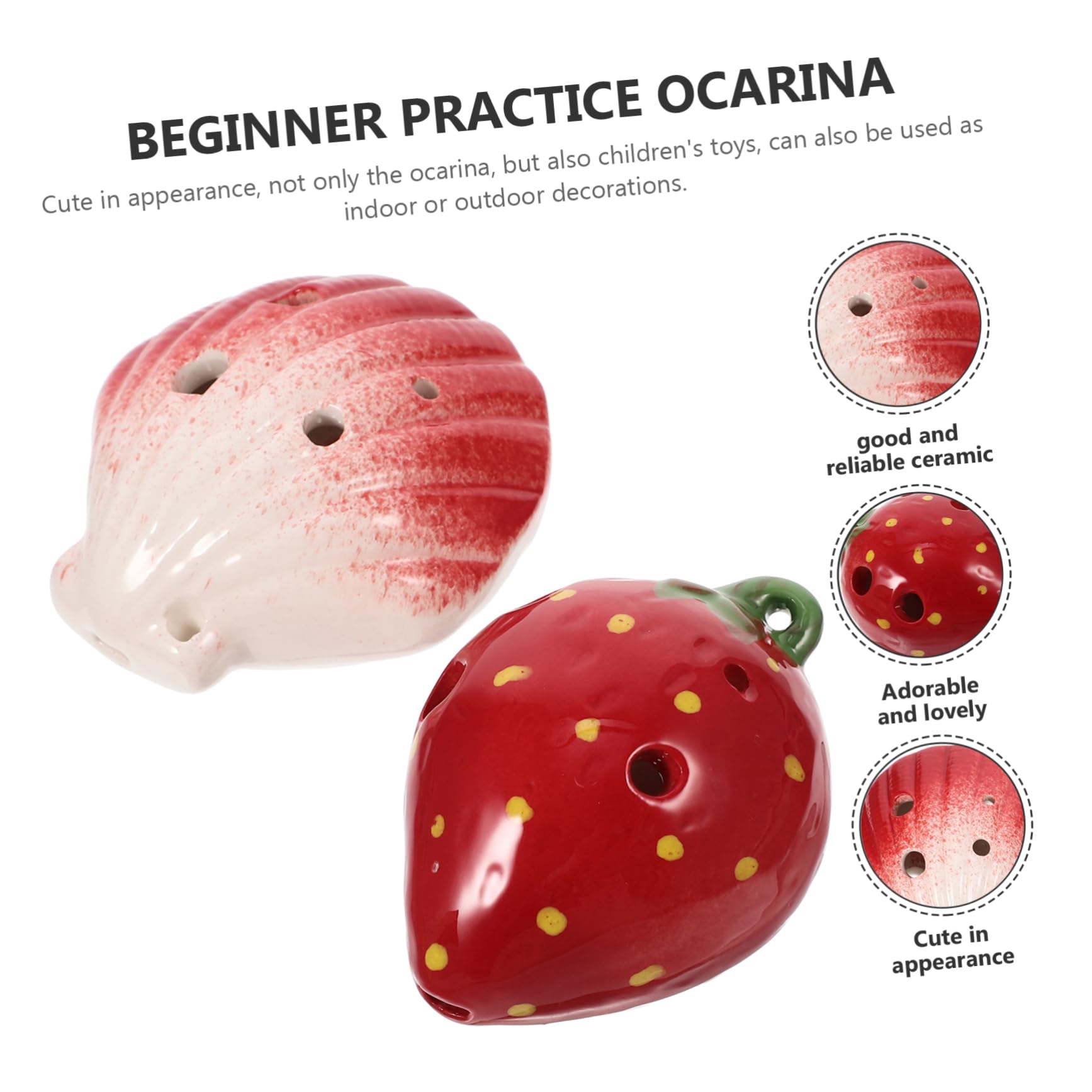 SUPVOX 6-hole Shell Strawberry Ocarina Beginner Ceramic Instrument Portable for Boys and Girls Adults