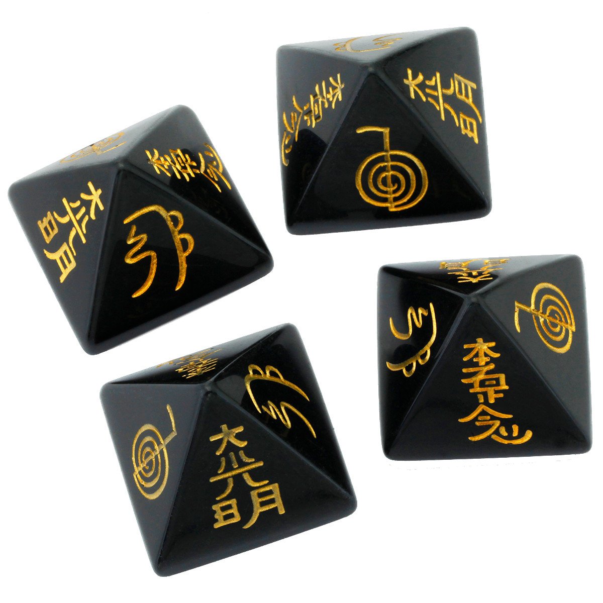 Shanxing Natural Black Obsidian Mini Crystal Pyramid Reiki Pocket Stone, Healing Stone Engraved Reiki Usui Symbols Decoration Figurine - Image 3