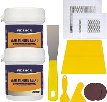 Drywall Repair Kit Drywall Hole Repair Patch Kits Wall Spackle Repair Paste with 8.5OZ White Wall Repair Putty with Scraper, Wall Surface Hole Fill Quick and Easy Solution 2Pack