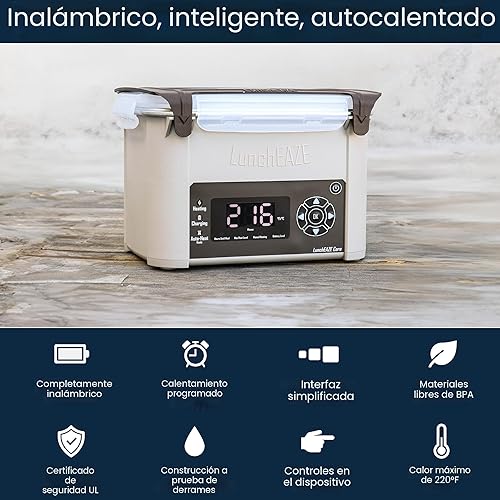 Miniatura 2 de LunchEAZE Core Gen 2 Fiambrera eléctrica y térmica inalámbrica, alimentada por batería, capacidad de 4 tazas, 220 F, calefacción programada