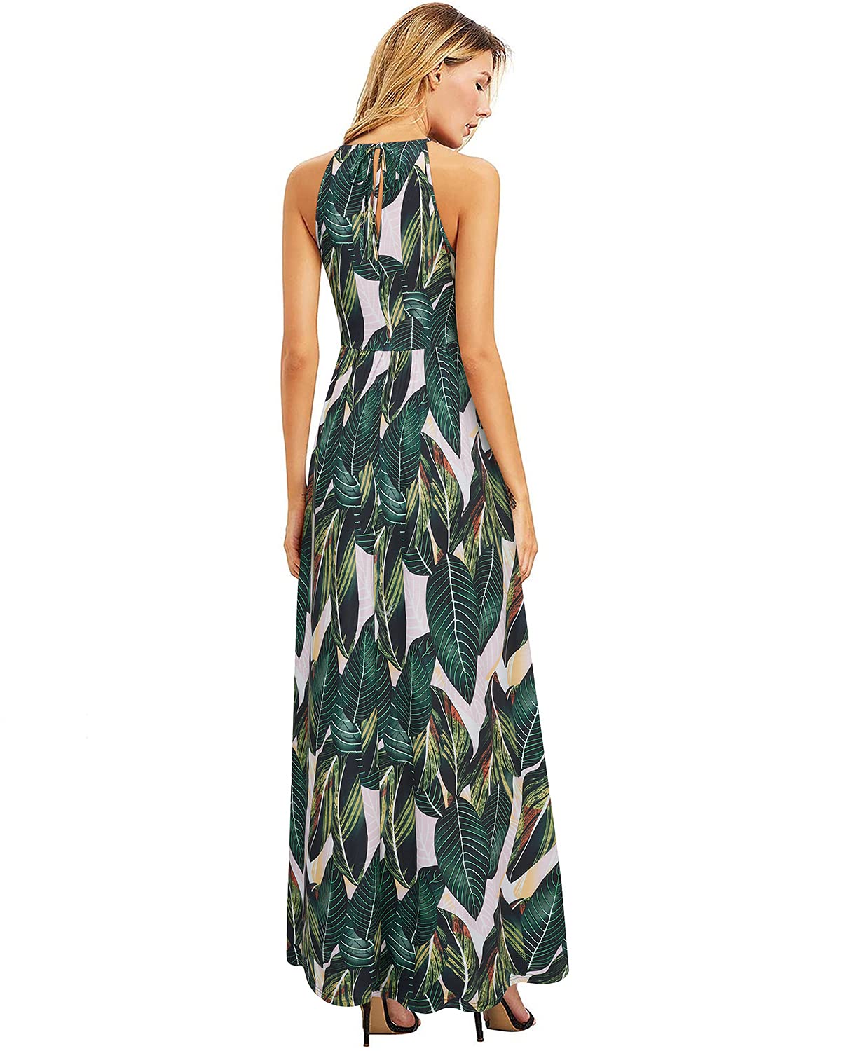 KILIG Vestido de Verano para Mujer, Vestido Largo Largo con Cuello Halter, Elegante Vestido de Verano, Vestido de Fiesta para Invitados de Boda, Vestido Informal con Abertura