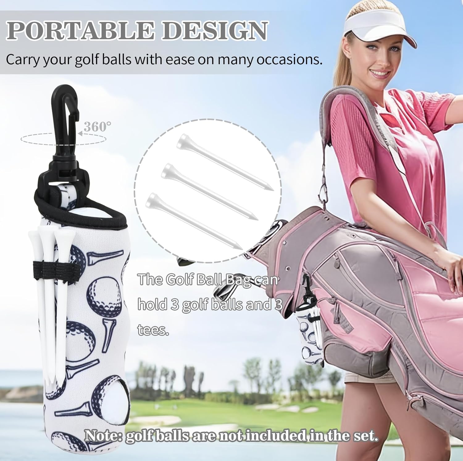 LACGO 17 Pcs Golf Accessories Kit, Include Golf Ball Bag with Hook Towel Tees Magnetic Ball Marker Divot Tool Cleaner Brush for Women Men Gifts - Image 3