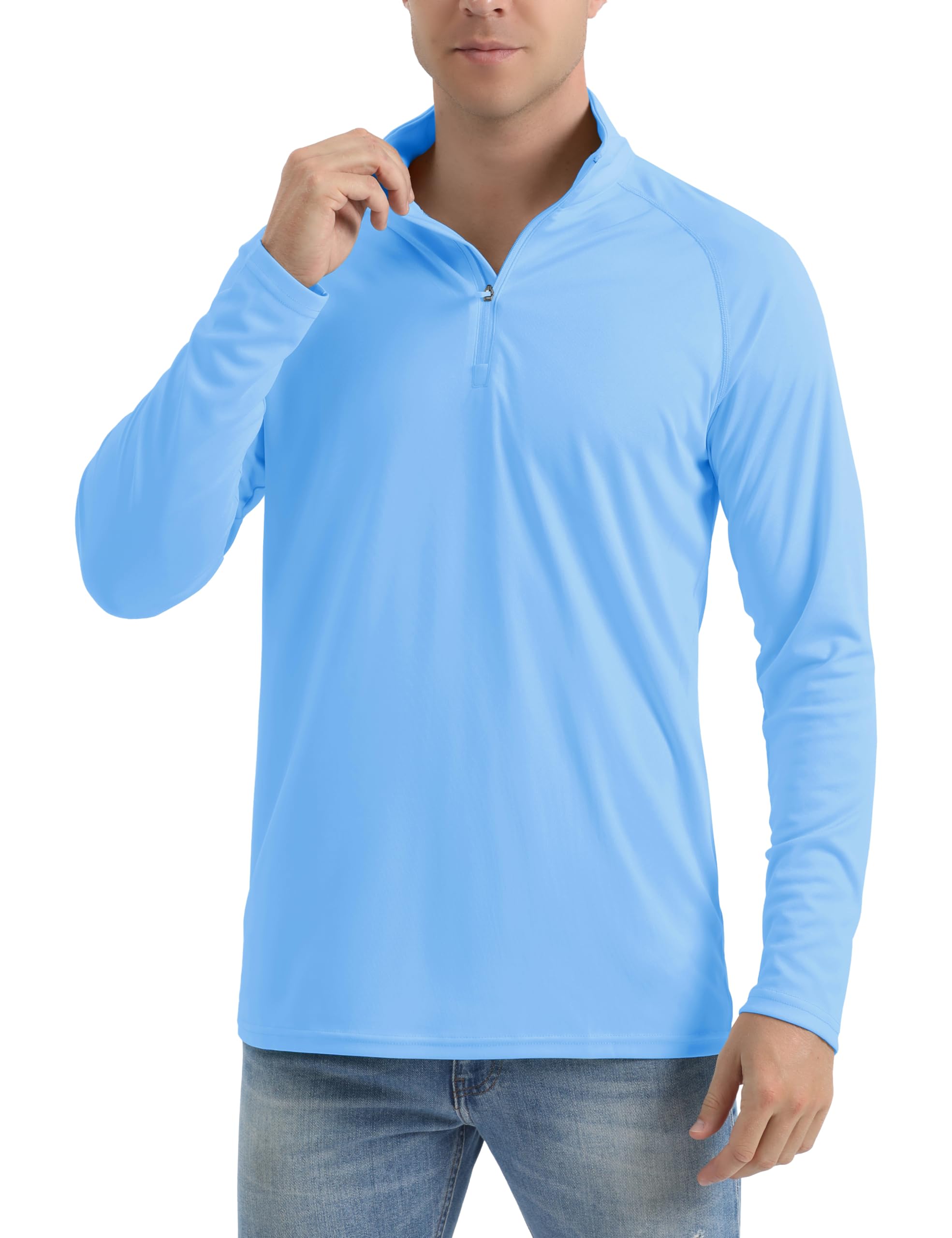 MAGCOMSEN Rashguard koszulka męska, z zamkiem błyskawicznym 1/4, UPF 50+, koszulka sportowa, szybkoschnąca, funkcjonalna