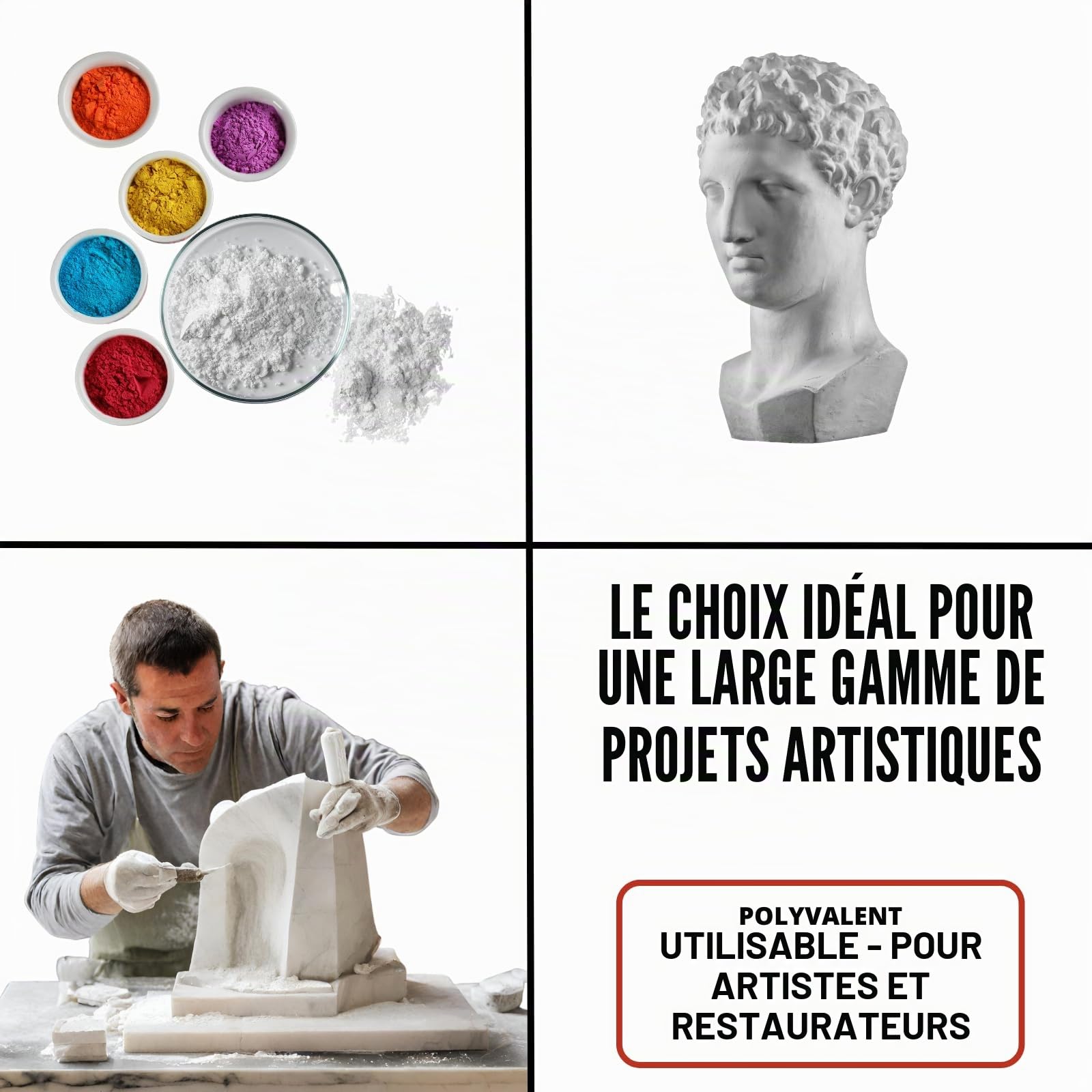 TFC Farine de marbre carbonate de calcium 5 kg – Poudre fine de qualité supérieure pour l'art, l'artisanat et la construction I Respectueux de l'environnement, non toxique, blanc pur, utilisation