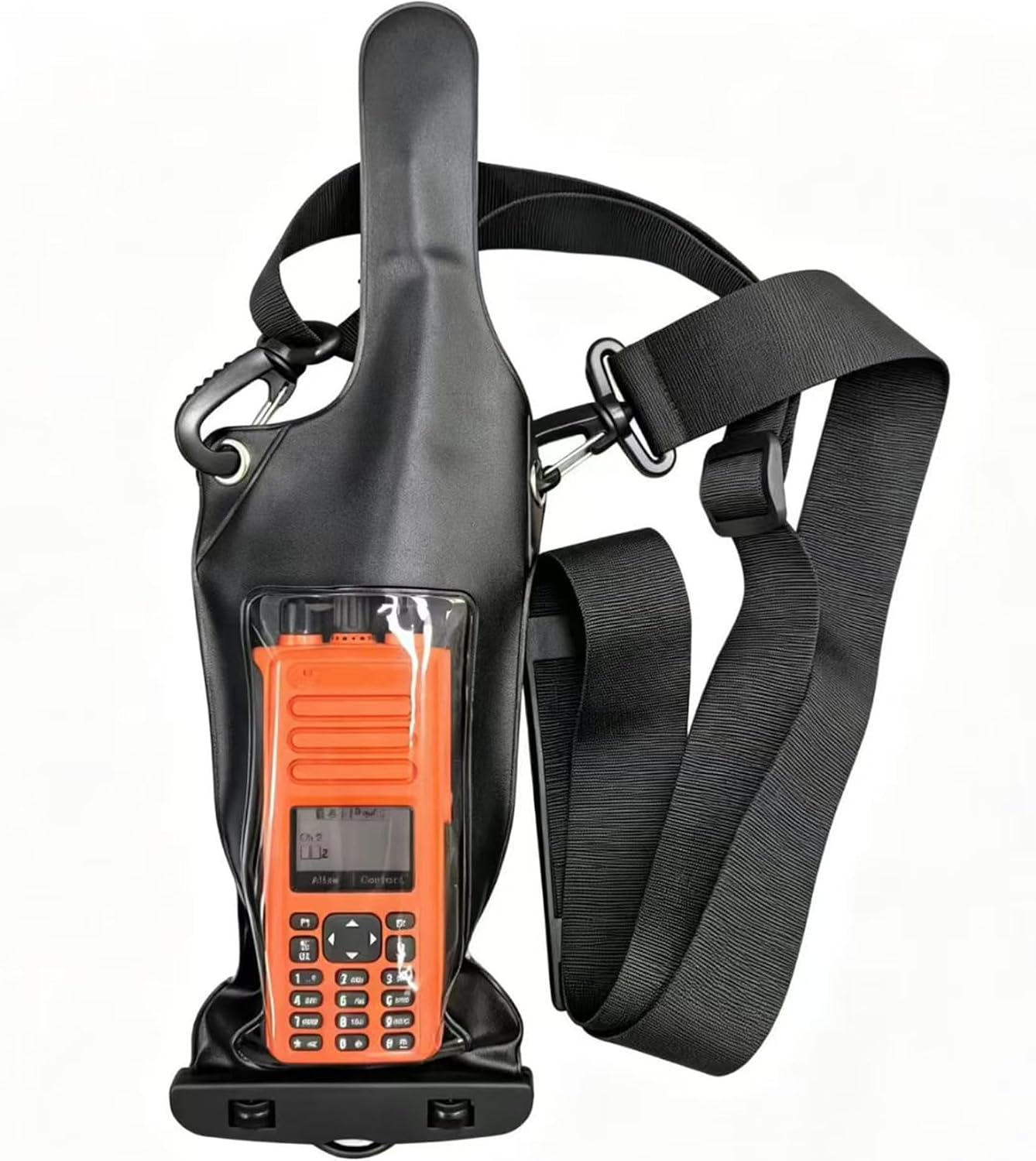 Waterproof Radio Holster for Motorola Walkie Talkies, Universal Two-Way Radio Pouch with Adjustable Strap, Radio Holder for Security, Construction & Outdoor (Classic Black)