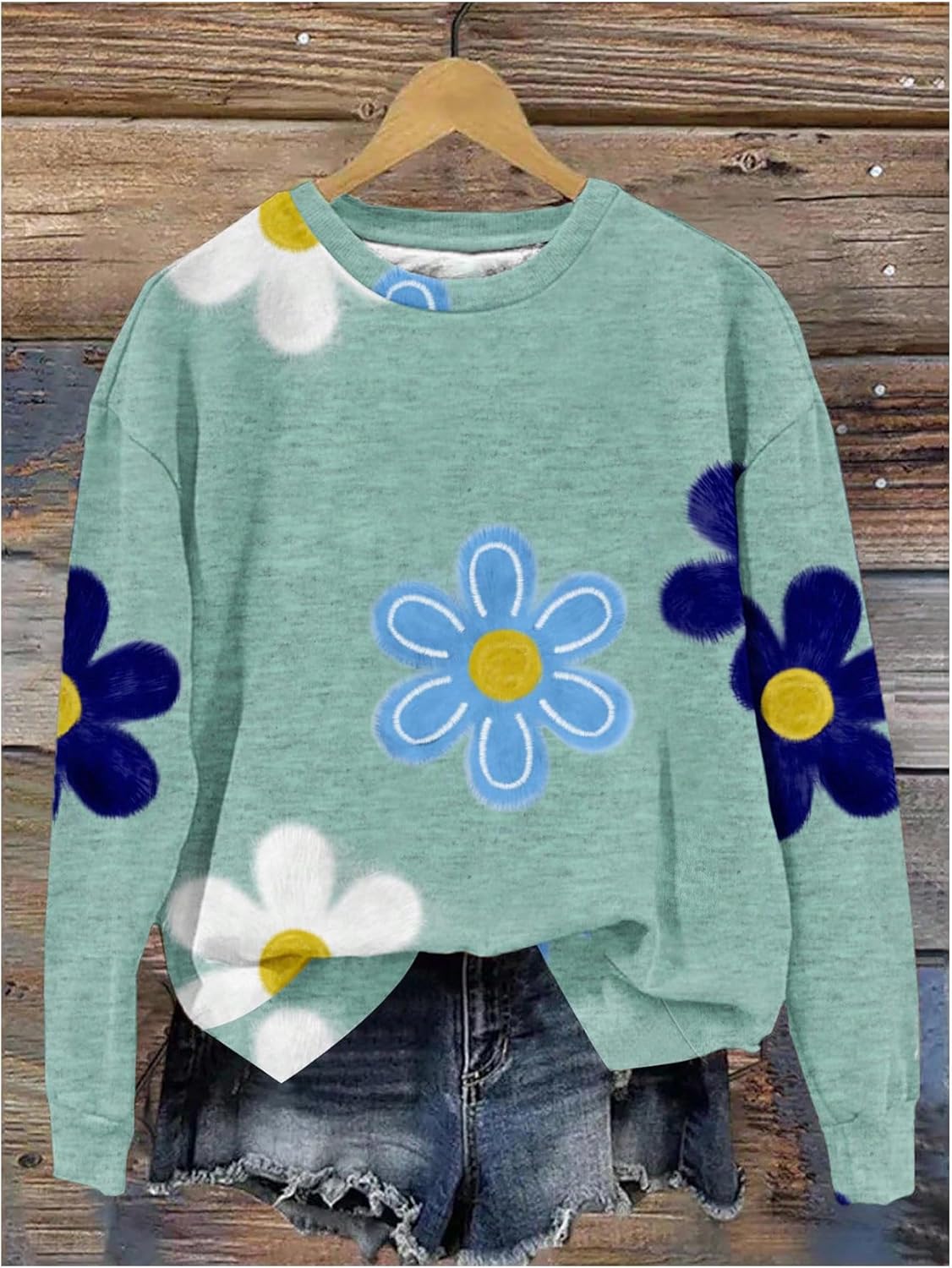 Women's Floral Sweatshirt Long Sleeve Crew Neck Pullover Tops - Image 4