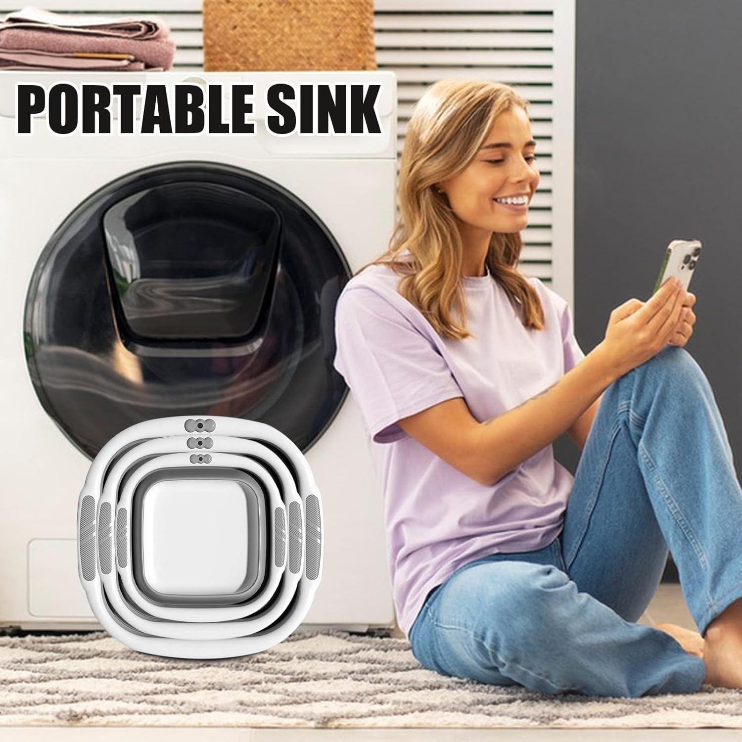 Wash Basin Foldable | Multiuse Sink Tub - Portable Face Washing Tub for Fruit Clothes Foot Soaking Kitchen, Camping Laundry Wash Bin