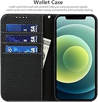Vista 61 de iCoverCase Funda tipo cartera compatible con iPhone 13 Pro Max con ranuras para tarjetas, funda magnética de piel auténtica con bloqueo RFID, Naranja