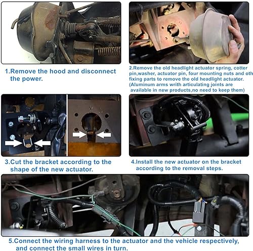 Miniatura 7 de Motor eléctrico para faros delanteros, izquierdo y derecho 914015, compatible con Chevrolet Corvette C3 1968-1982, 4 pines