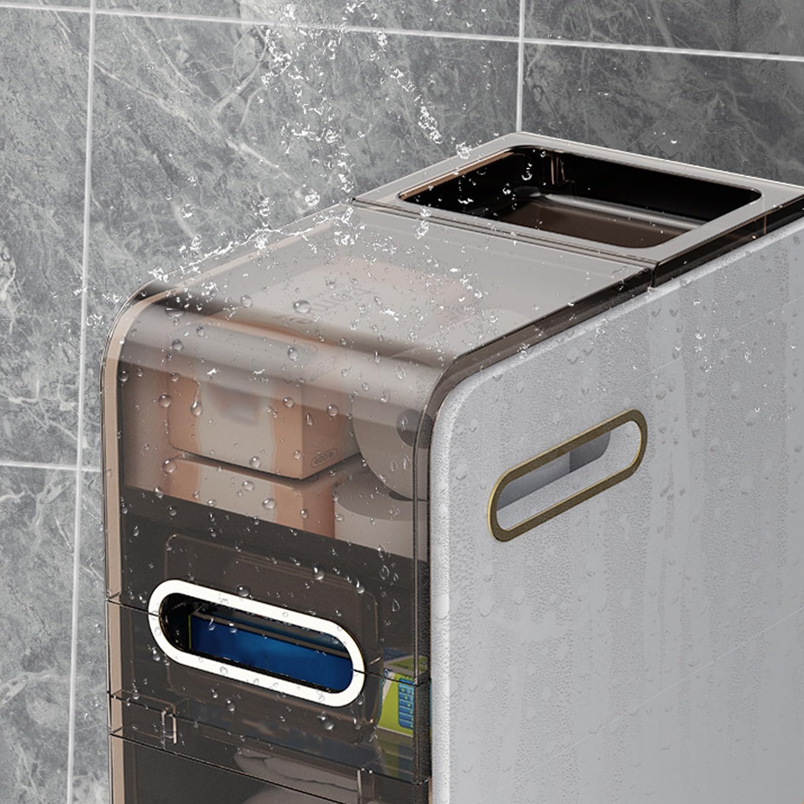 Unità laterale in plastica sottile per bagno, per piccoli spazi, soluzione salvaspazio per WC