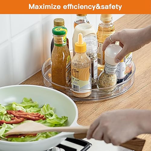 Miniatura 5 de Lazy Susan - Organizador de especias giratorio, organizador giratorio de 360 grados para armario de cocina, bandeja de 2 niveles para gabinete,