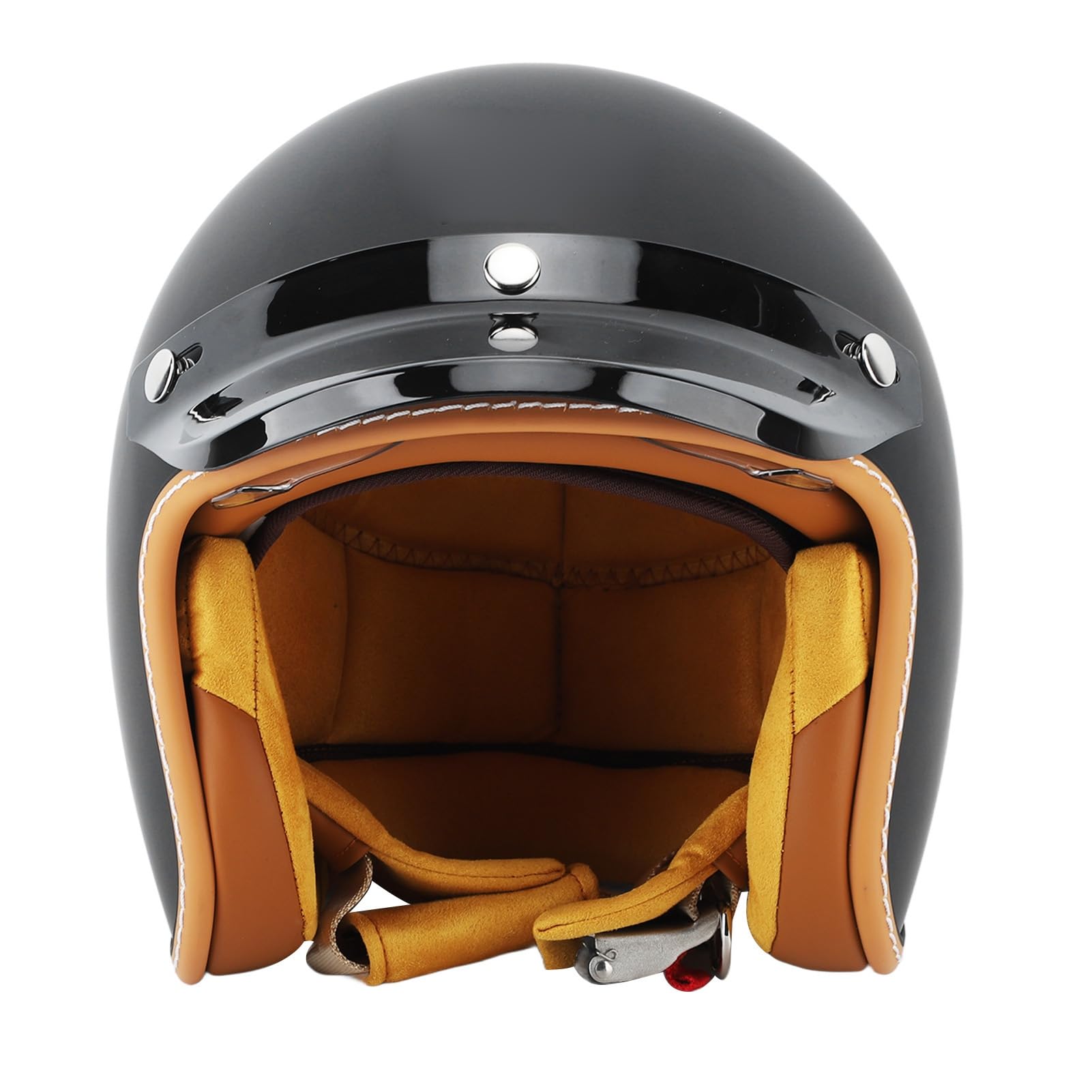 Cascos Jet 3/4, Protección Solar Negro Mate, Estilo Retro, Cascos de Moto Outdoor Muy Cómodos (L)