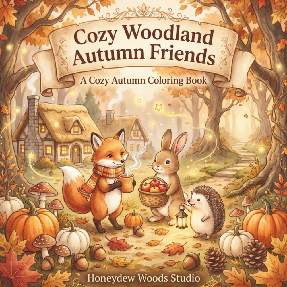 Cozy Woodland Autumn Friends: A Cozy Autumn Coloring Book