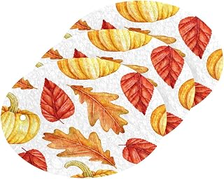 Scrub Sponge Autumn Maple Kitchen Washing Dishes Cleaning Sponges Pumpkin Leaf Non Scratch Sponge for Dish Countertops Sinks Floors Showers Tile Sinks, 3 Pack