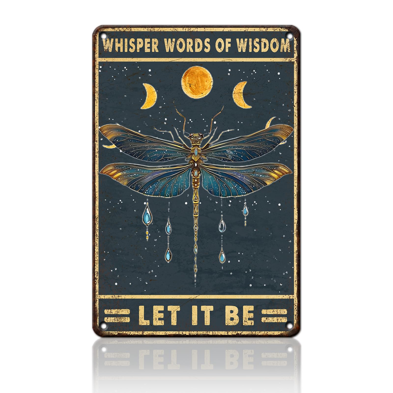 Anceky Whisper Words of Wisdom Dragonfly Tin Sign Retro Metal Sign Wall Decor for Home Yard Outdoor Farmhouse Office 12×16 Inch