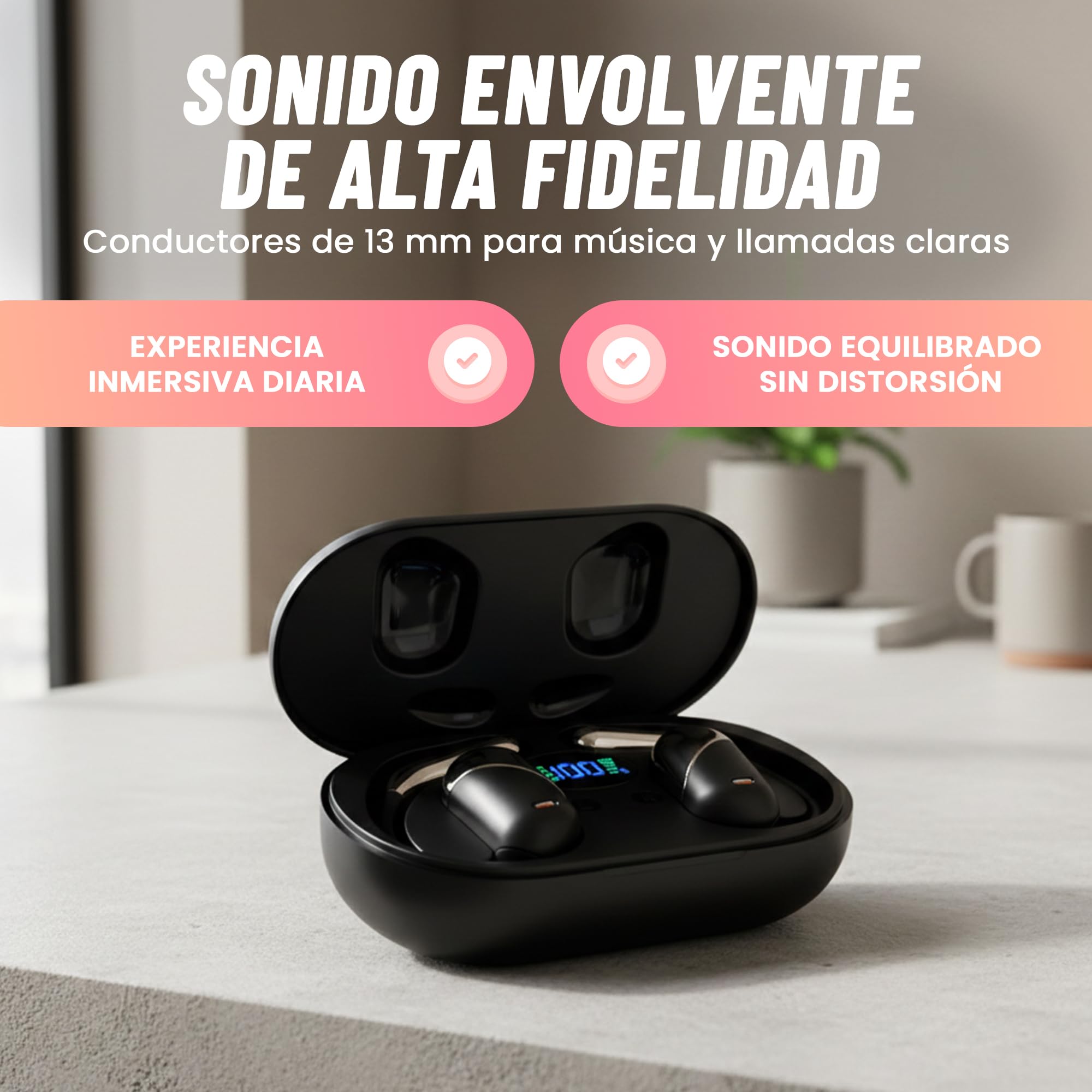 VIPA - Auriculares Traductor en Tiempo Real con IA - Traductor Instantáneo de Voz en 144 Idiomas - Dispositivo traductor de oído Abierto 3 en 1 con Estuche de Carga para Viajes/Negocios/Aprendizaje.