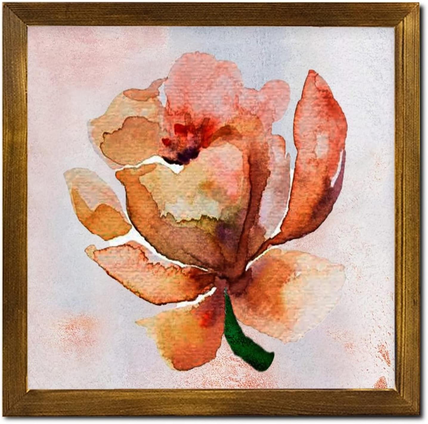Retro Orange Hibiscus Flower Wooden Framed Signs Vintage Watercolor Floral Painting Door Sign Classic Botanical Artwork Home Wall Decoration for Indoor Holiday Home Classroom Office 12x12 inch