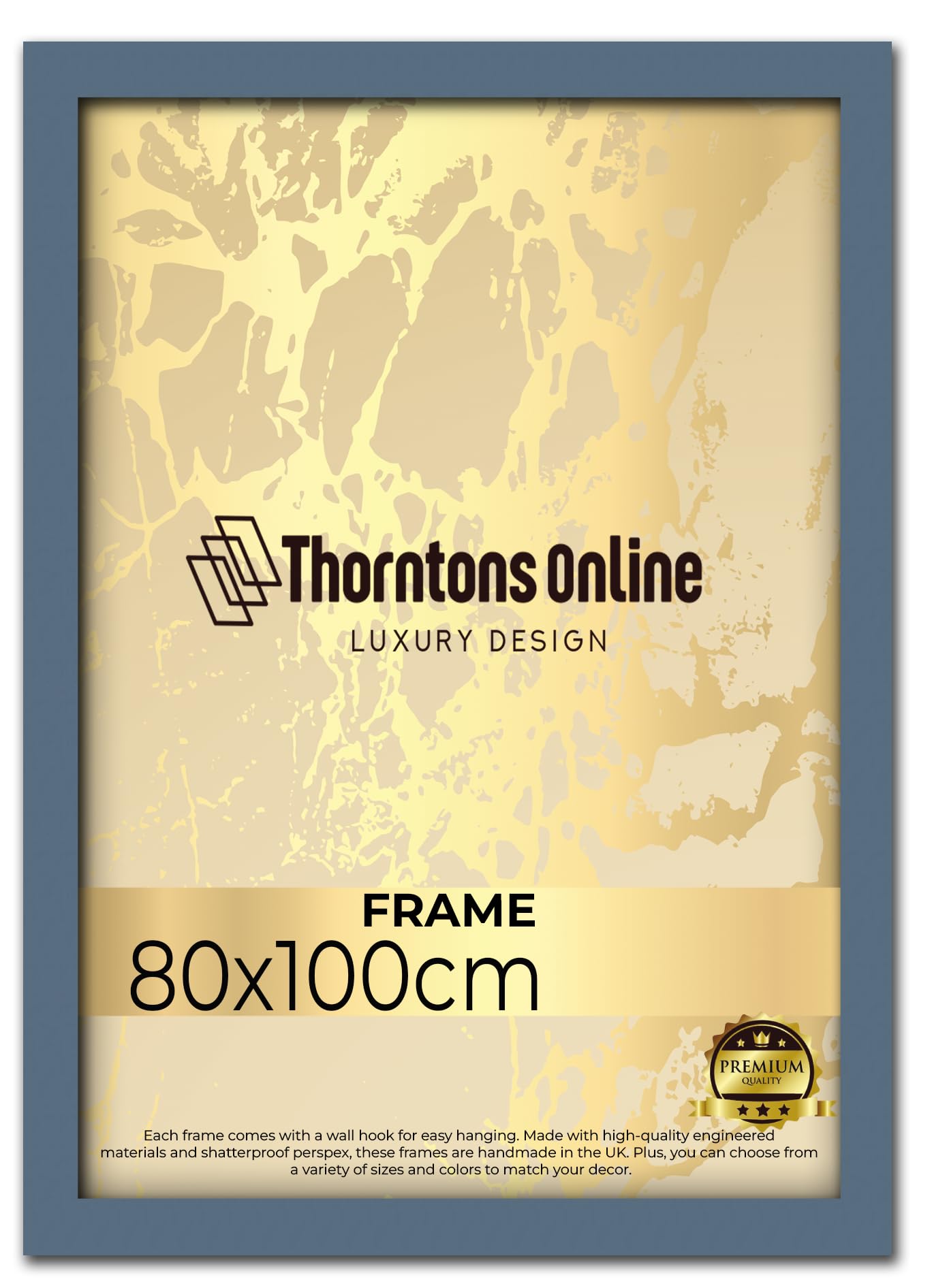 Thorntons Dark Grey Extra Large Gallery Picture Photo Frame 80x100cm With Clear Perspex Front & Wall Mounting-Solid MDF Wood-Horizontal and Vertical Wall Display-100cm x 80cm (Dark Grey)