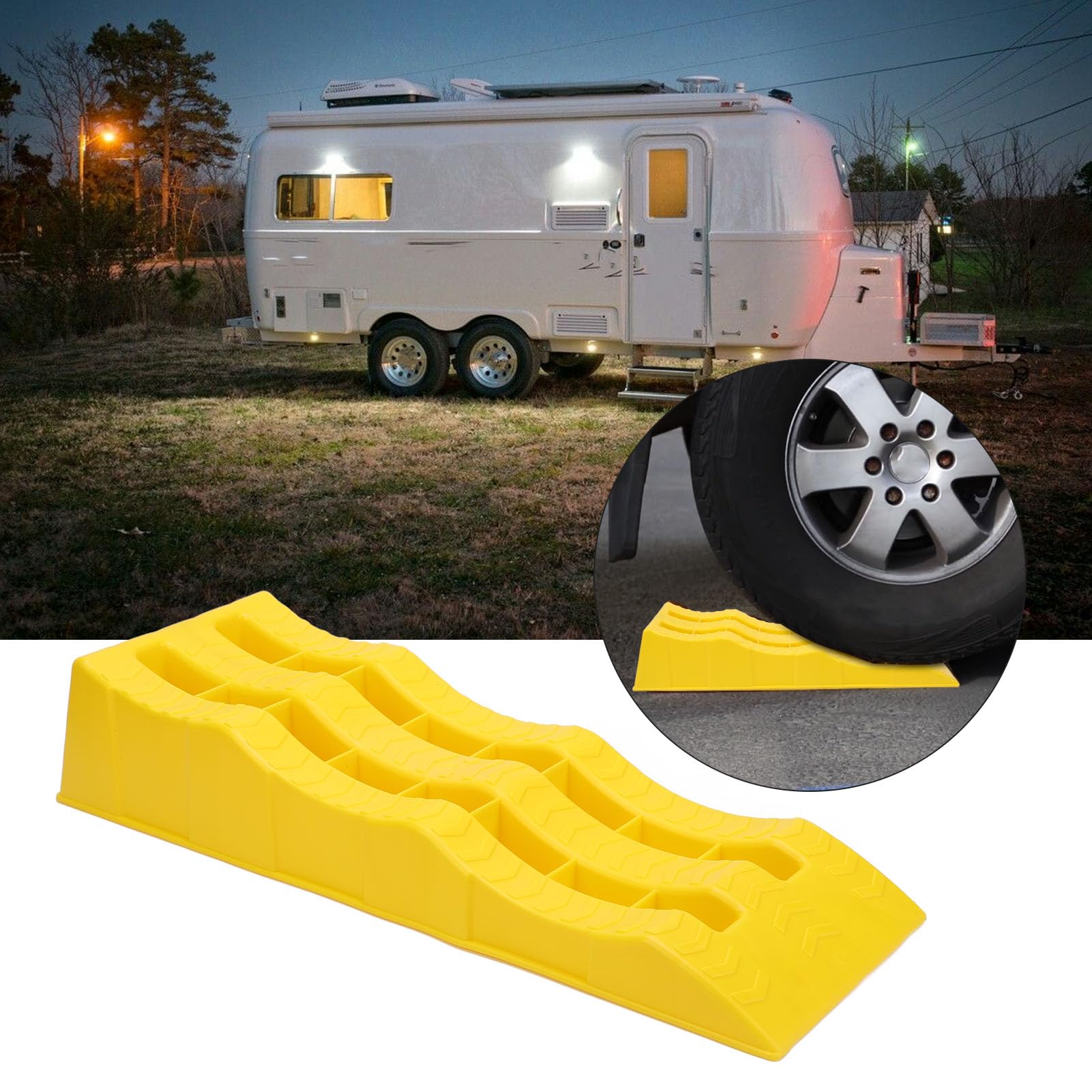 Generic Szok Rowerowy, Poziom Motoryzacyjny -Ramps -Abriebreft HDPE 7716 Funtów Pojemność Przyczep Kempingowych dla Ciężarówek (YELLOW)