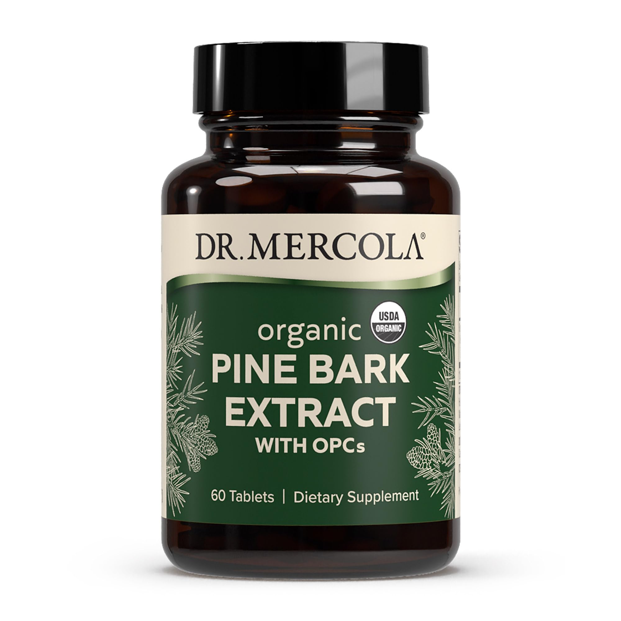 Dr. Mercola Organic Pine Bark Extract, 30 Servings (60 Tablets), with OPCs, Dietary Supplement, Antioxidant Support, Non-GMO, Certified USDA Organic