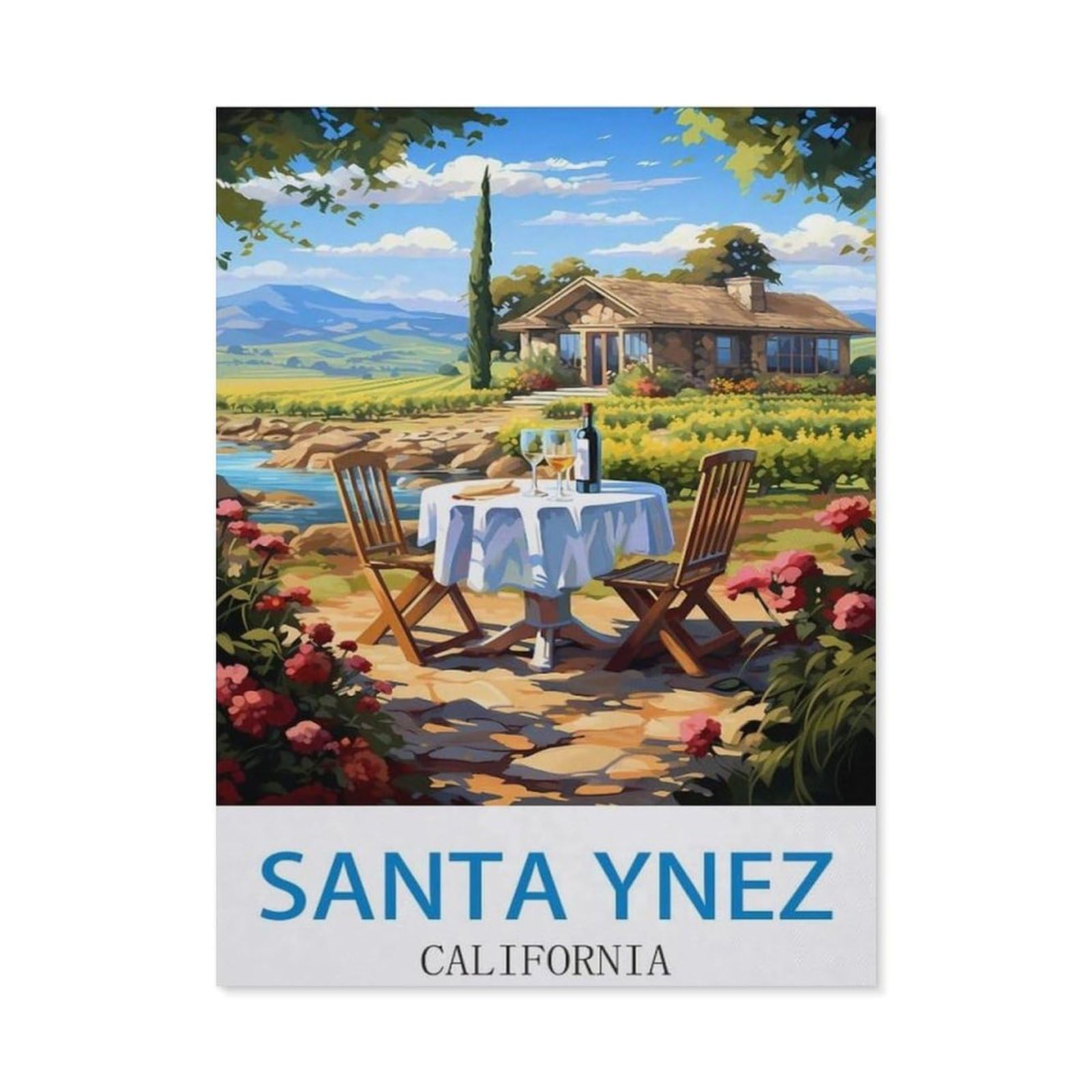 Metal Tin Sign，Santa Ynez California，Tin Sign Vintage Art Wall Decor Sign Home Kitchen Bar Patio Cave Funny Decor(15x30cm）6x12 inch-EE51