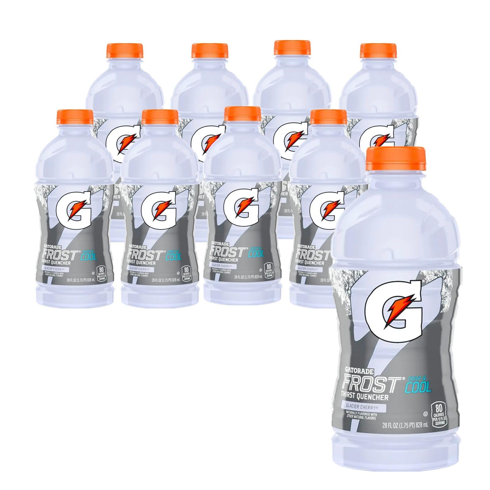 Thirst Quencher Electrolyte Enhanced Sports Drink Glacier Cherry Flavor 28 fl oz Plastic Bottles 9 Pack