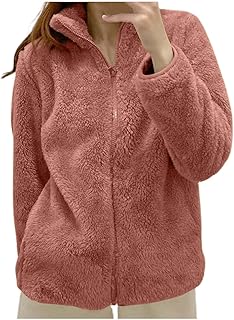 Abrigo verde oscuro para mujer Chaqueta de forro polar de color liso para mujer con cuello y cremallera, ropa exterior acogedora Abrigo corto de fieltro