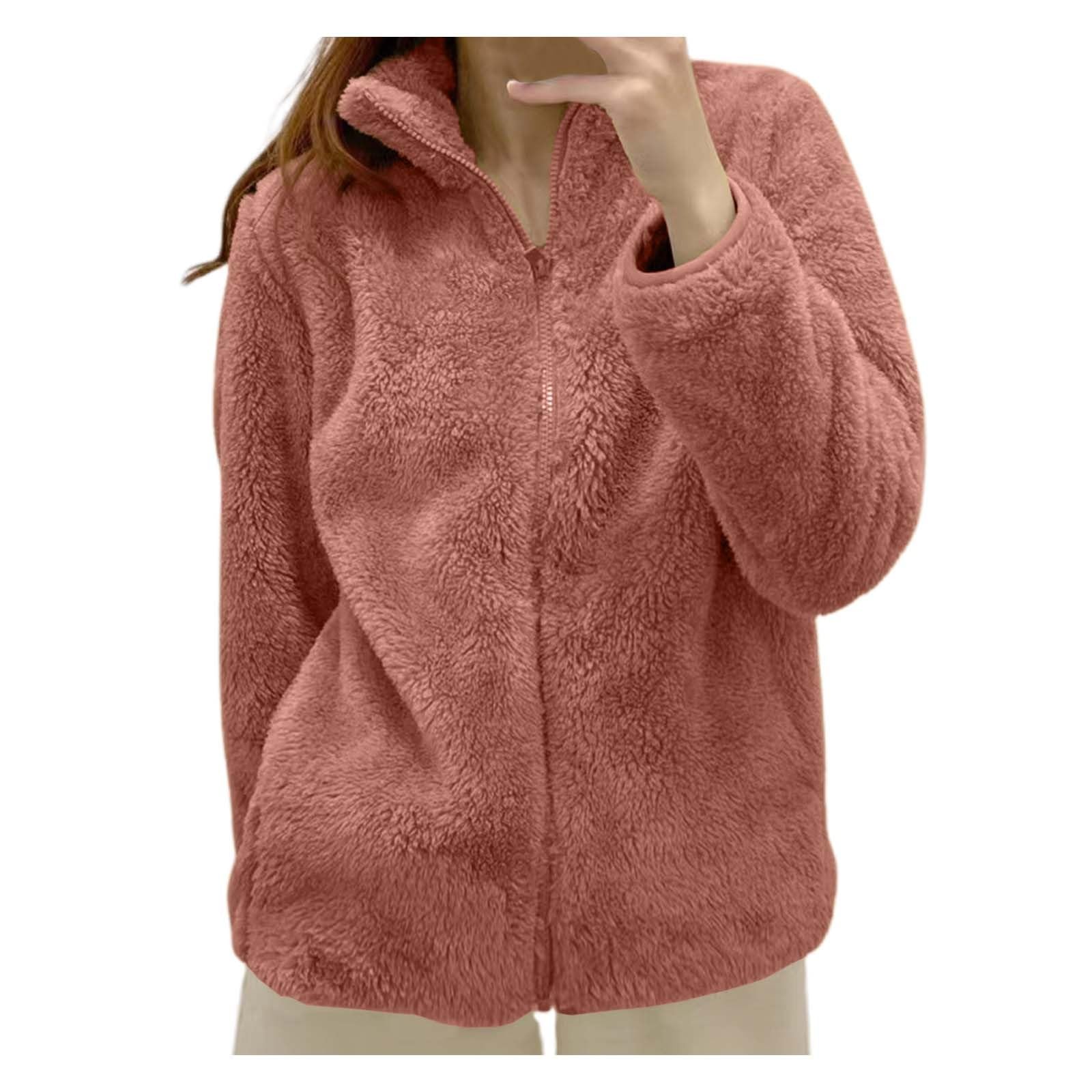 Chaqueta de forro polar clásica para mujer abrigo de entretiempo negro informal 4