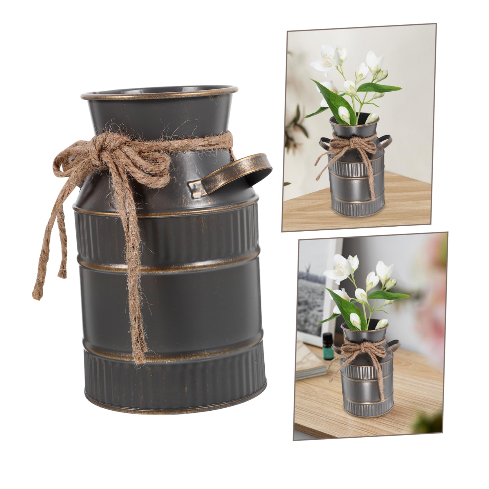 花器　合金 Amazon.co.jp: COHEALI レトロアイアンフラワーベース グレー