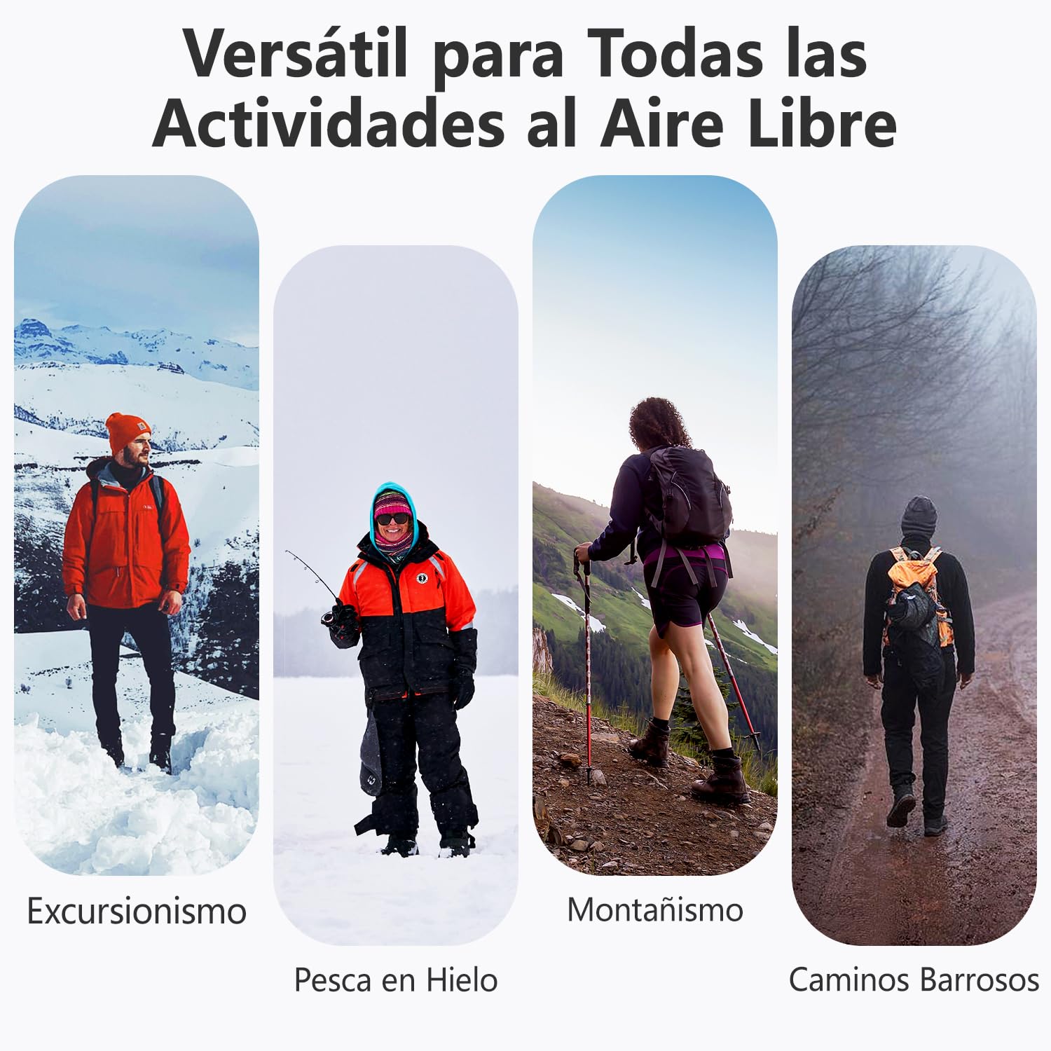Crampones de Acero Inoxidable, Antideslizante Nieve Hielo Tracción para Botas Zapatos para Caminar, Senderismo, Escalada, Pesca y Montañismo
