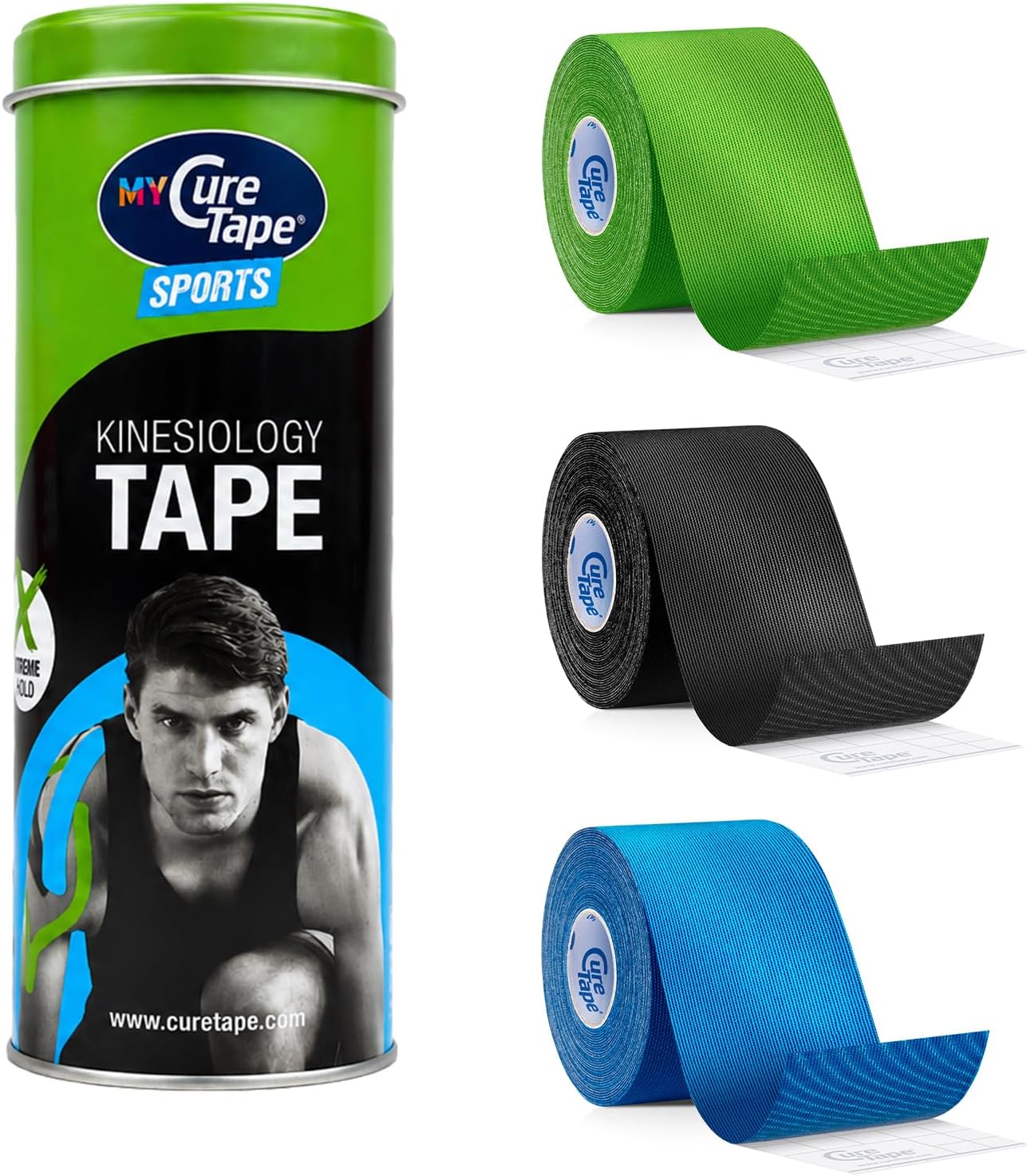CureTape Kinesiology Tape 3 Rolls Waterproof Athletic Muscle Tape 2inx8ft