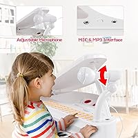 Vista 5 de HONEY JOY Piano clásico para niños, mini piano de cola de juguete de 31 teclas con soporte de música y taburete, juguete electrónico portátil