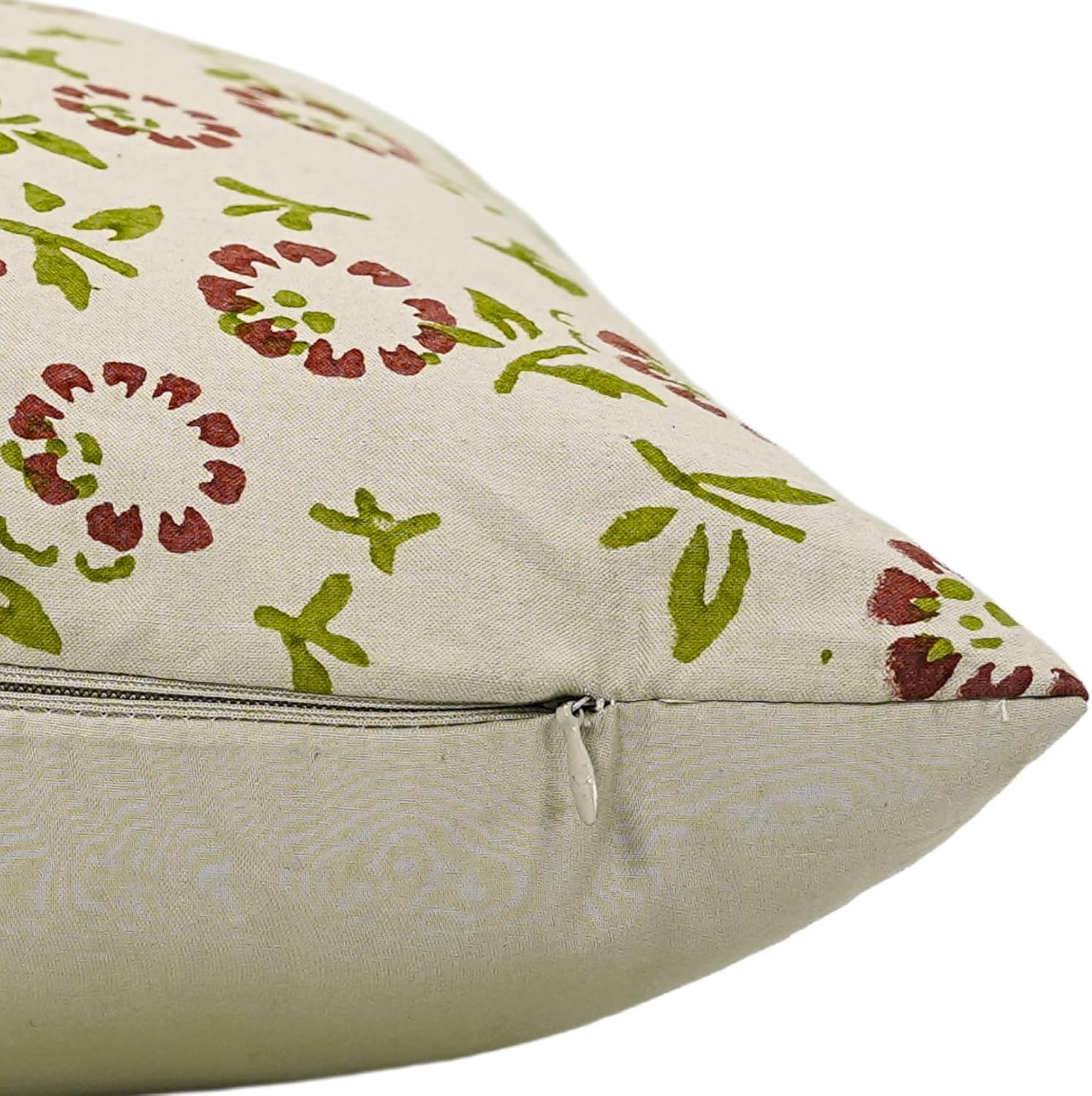 Handmade Block Print 14x36 Inch Cotton Satin Throw Pillowcase Cushion Cover with Hidden Zipper Decorative for Sofa, Couch, Chair, Living Room, Bedroom (Bloom-Red)