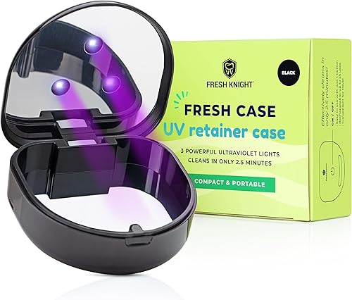 FRESH KNIGHT Estuche UV para retenedores  Limpiador de retenedores UVC, desinfecta, limpia y elimina olores, estuche para protector bucal,