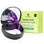 FRESH KNIGHT UV Retainer Case | UVC Retainer Cleaner, Disinfects Cleans and Removes Odors, Mouth Guard Case, compatible for Invisalign Container (Black-UV)
