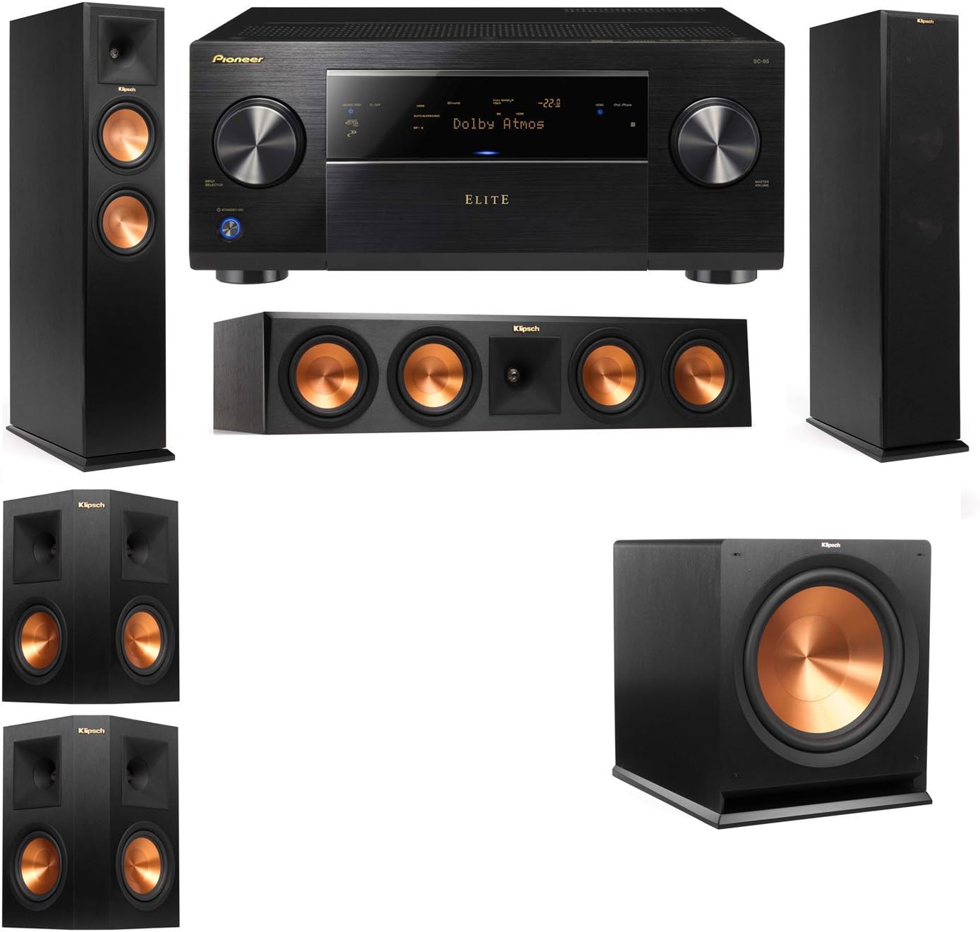 Klipsch RP-250F Tower Speakers-RP-440C-5.1-Pioneer Elite SC-85