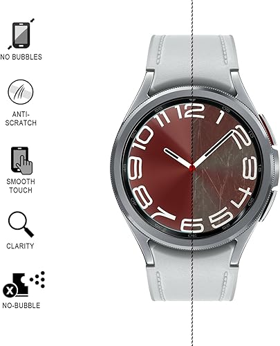 Miniatura 6 de Paquete de 4 Protector de pantalla para Samsung Galaxy Watch 6 Classic de 1.732 pulgadas, cubierta protectora de vidrio templado, accesorios para