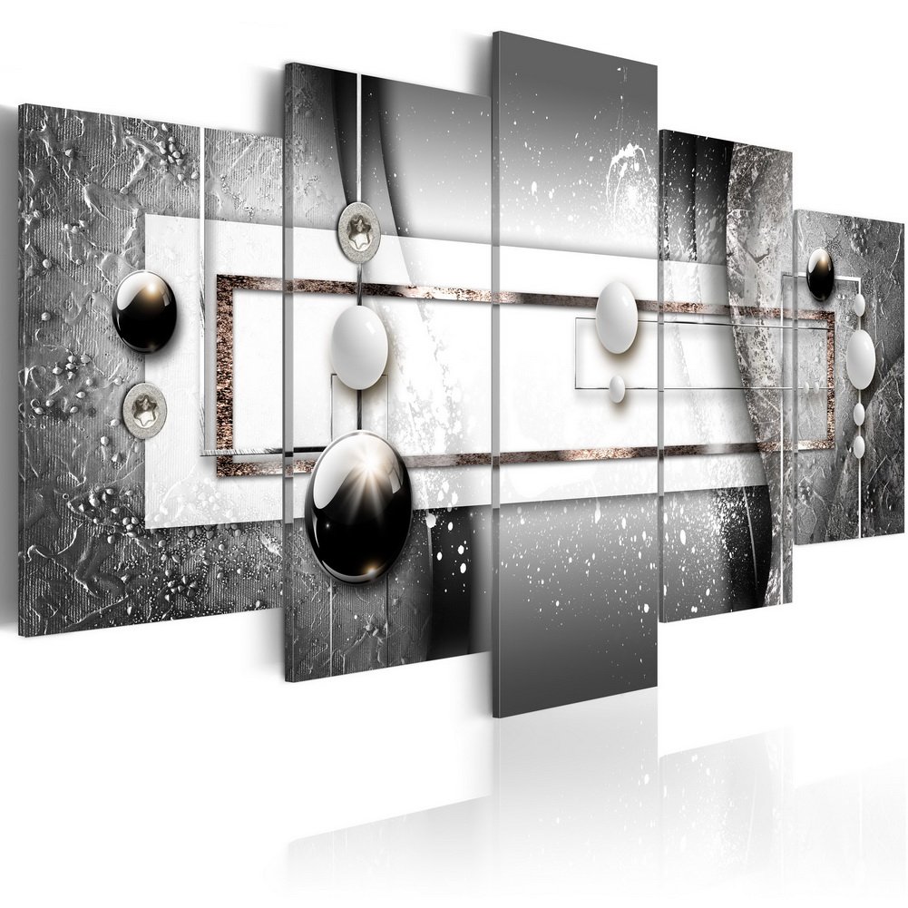 Black and White Canvas Wall Art Grey Symmetry Prints Picture Modern 5 Pieces Painting Home Decor for Bedroom Ready to Hang Framed Contemporary Artwork (20x40, ELF16)