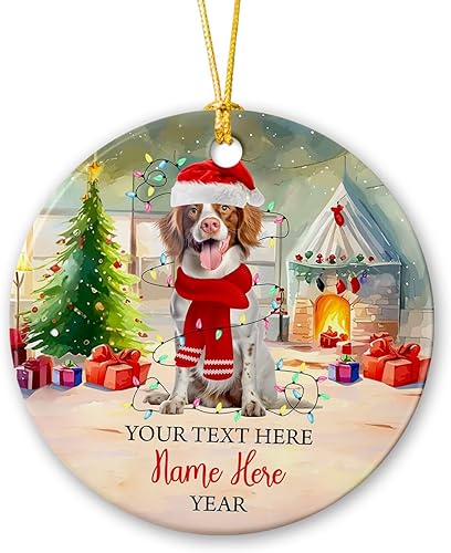 Vista 22 de Rottweiler - Adorno de cerámica personalizado para perro de Papá Noel, nombre y texto personalizados para mascotas, feliz para los amantes