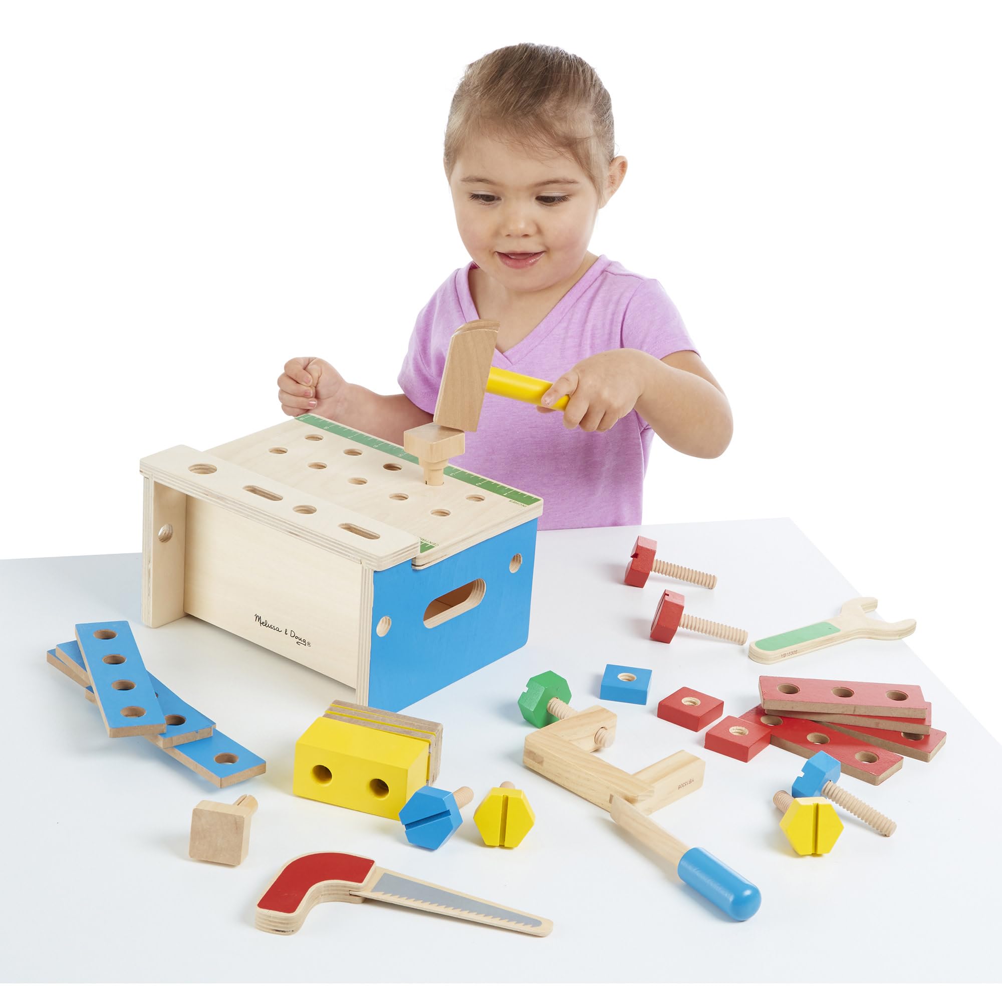 Melissa & Doug Werkbank aus Holz mit Hammer und Säge