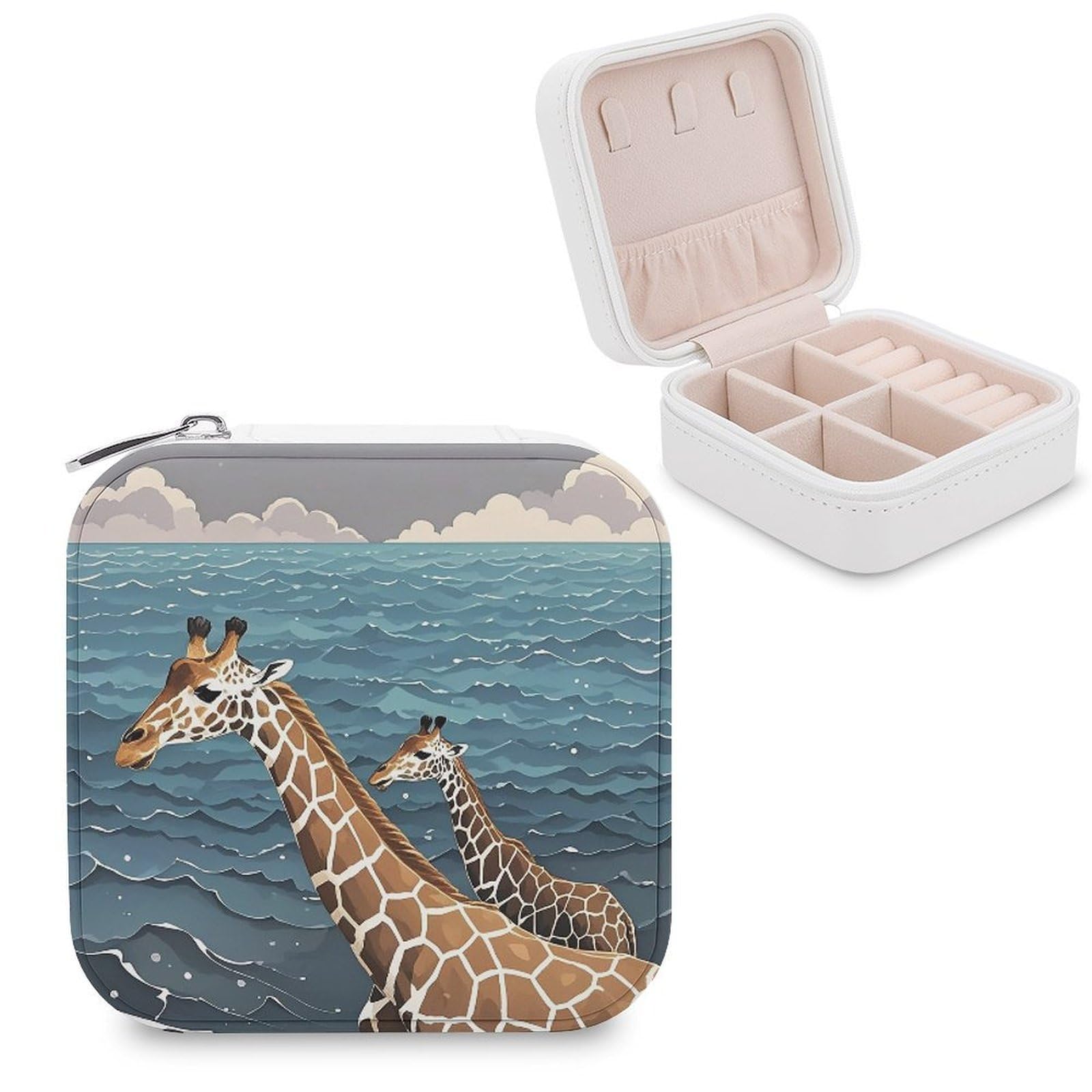 LZQPOEAS The Deep Ocean Jewelry Box Mini Jewelry Travel Case Trendy Stuff Ring Box Custom PU Leather Jewelry Boxes Portable Jewelry Case Earring Storage Organizer for Girls Women